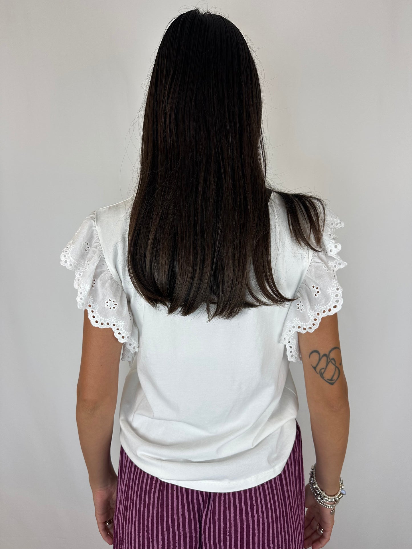 T-SHIRT BIANCA MANICA SANGALLO