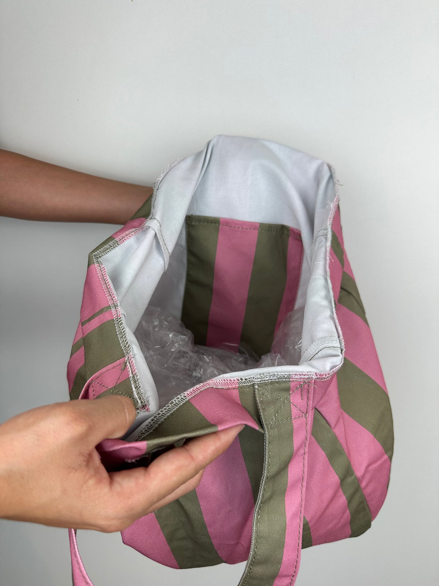 TOTE BAG RIGHE ROSA|TORTORA