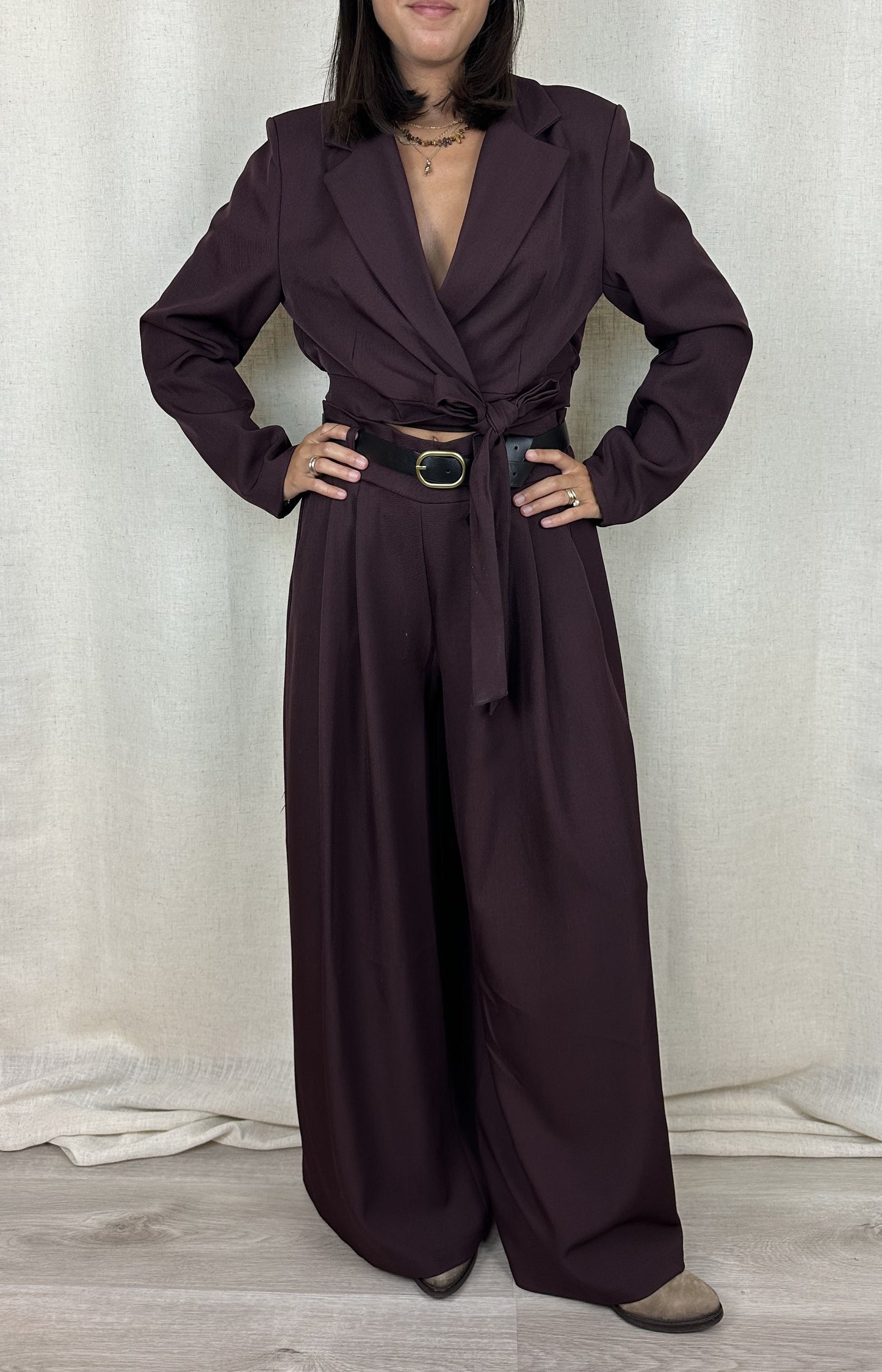 BLAZER CROP INCROCIATO VINACCIA