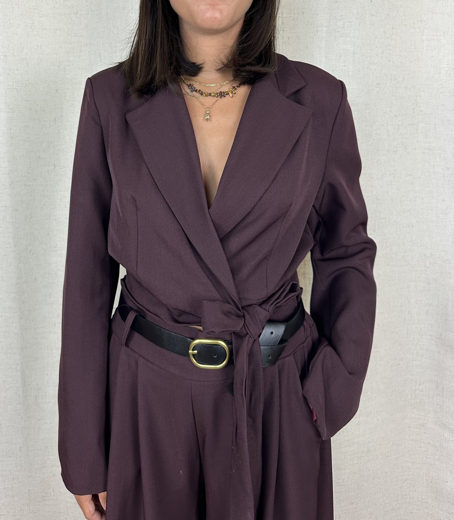 BLAZER CROP INCROCIATO VINACCIA