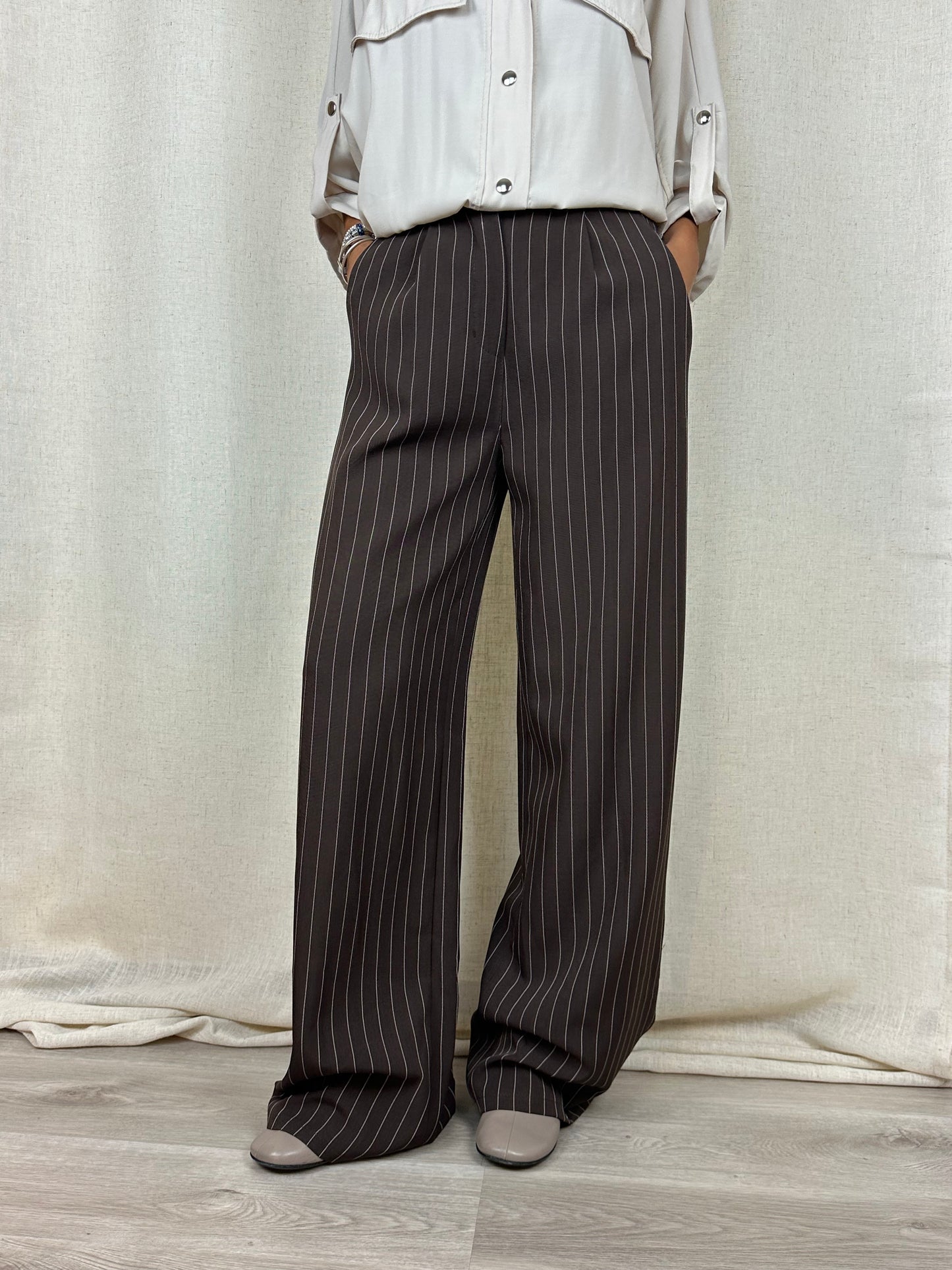 PANTALONI MARRONI GESSATI