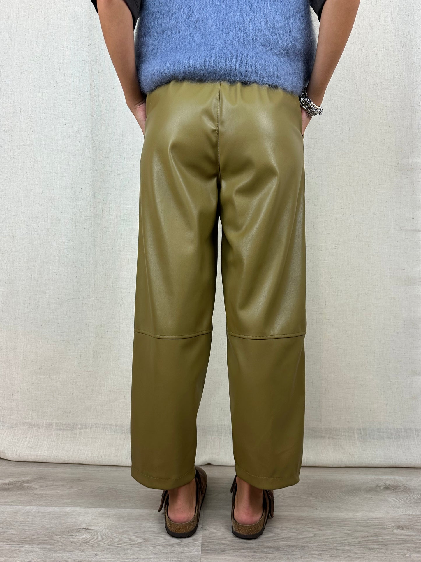 PANTALONE ECOPELLE VERDE MUSCHIO