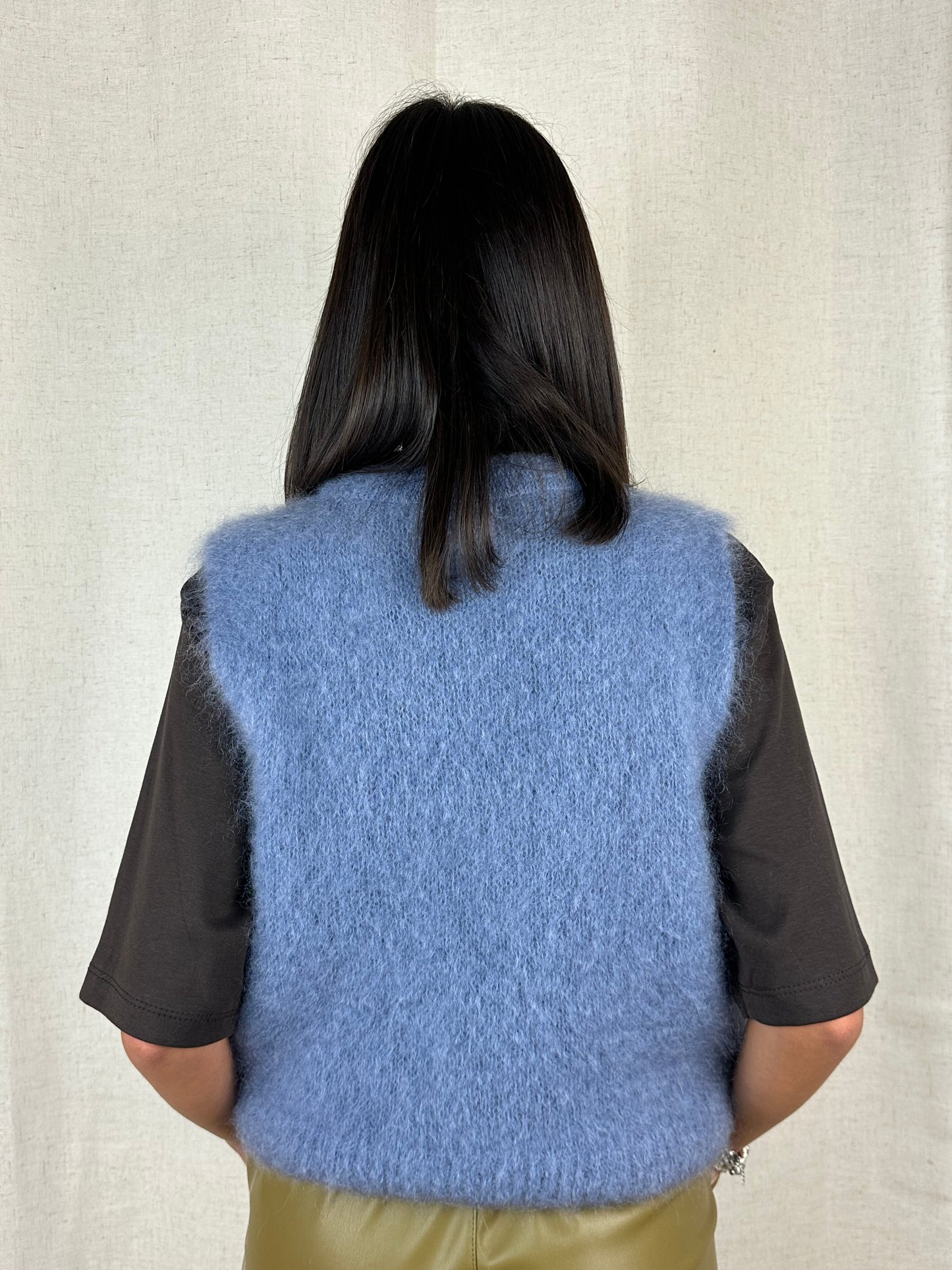 GILET IN LANA AZZURRO