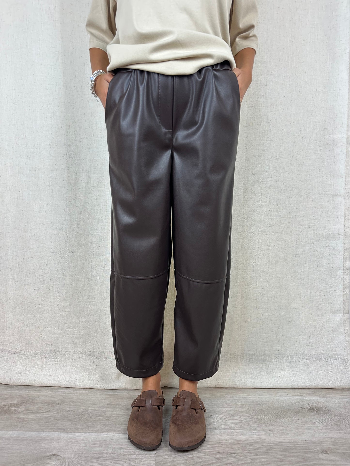 PANTALONE ECOPELLE MARRONE