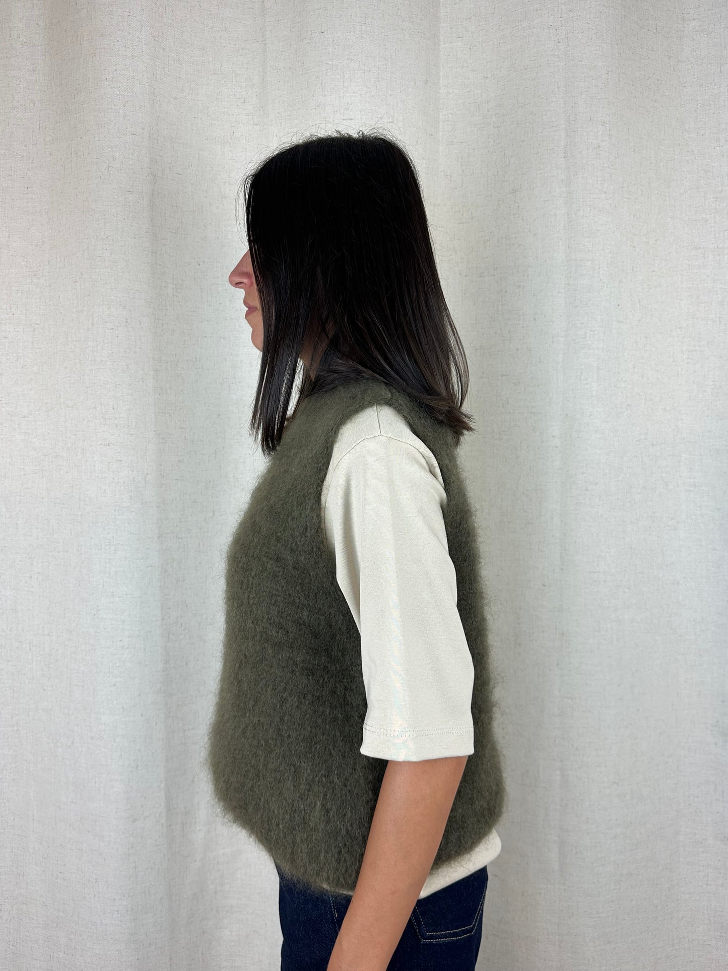 GILET IN LANA VERDE OLIVA