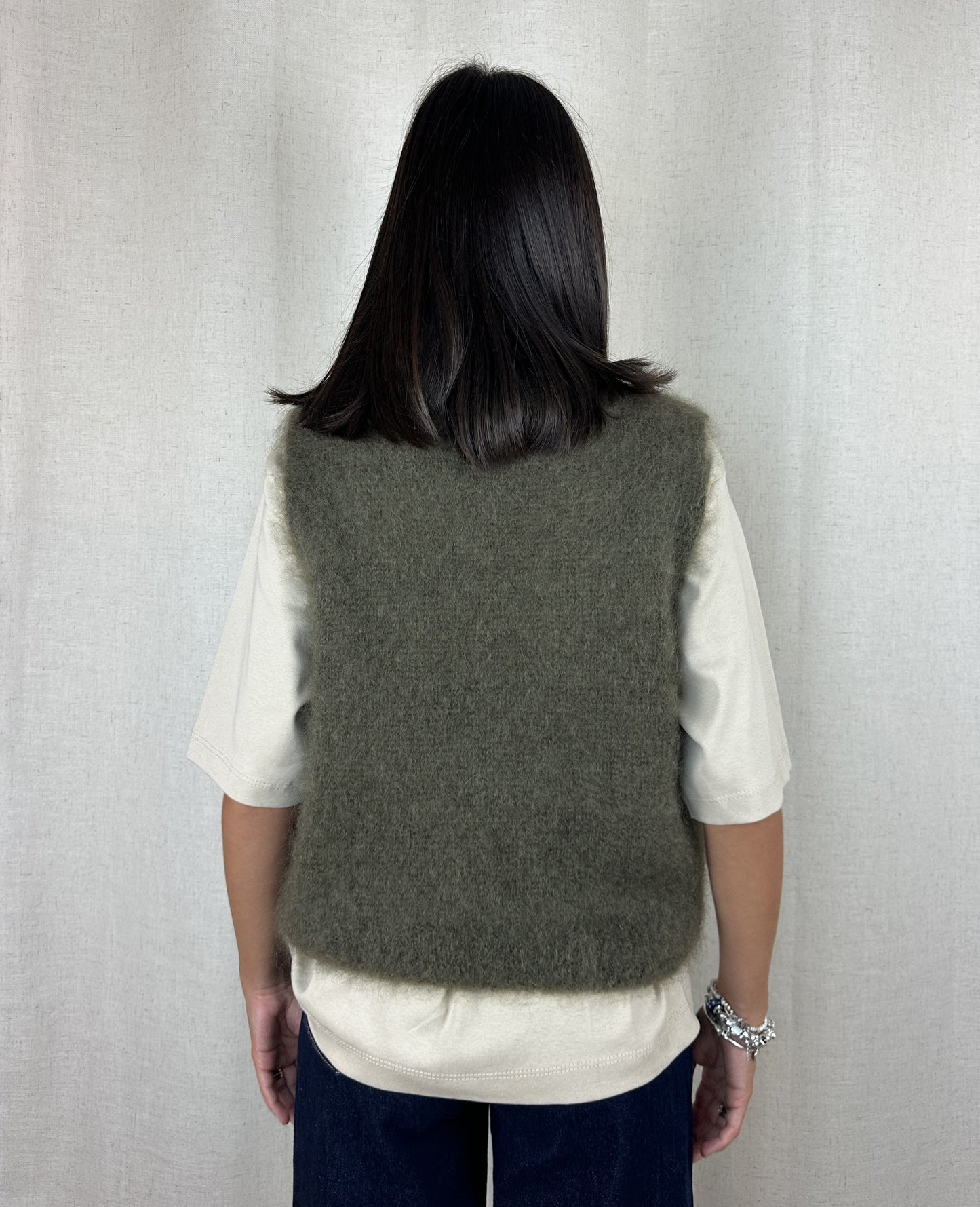 GILET IN LANA VERDE OLIVA