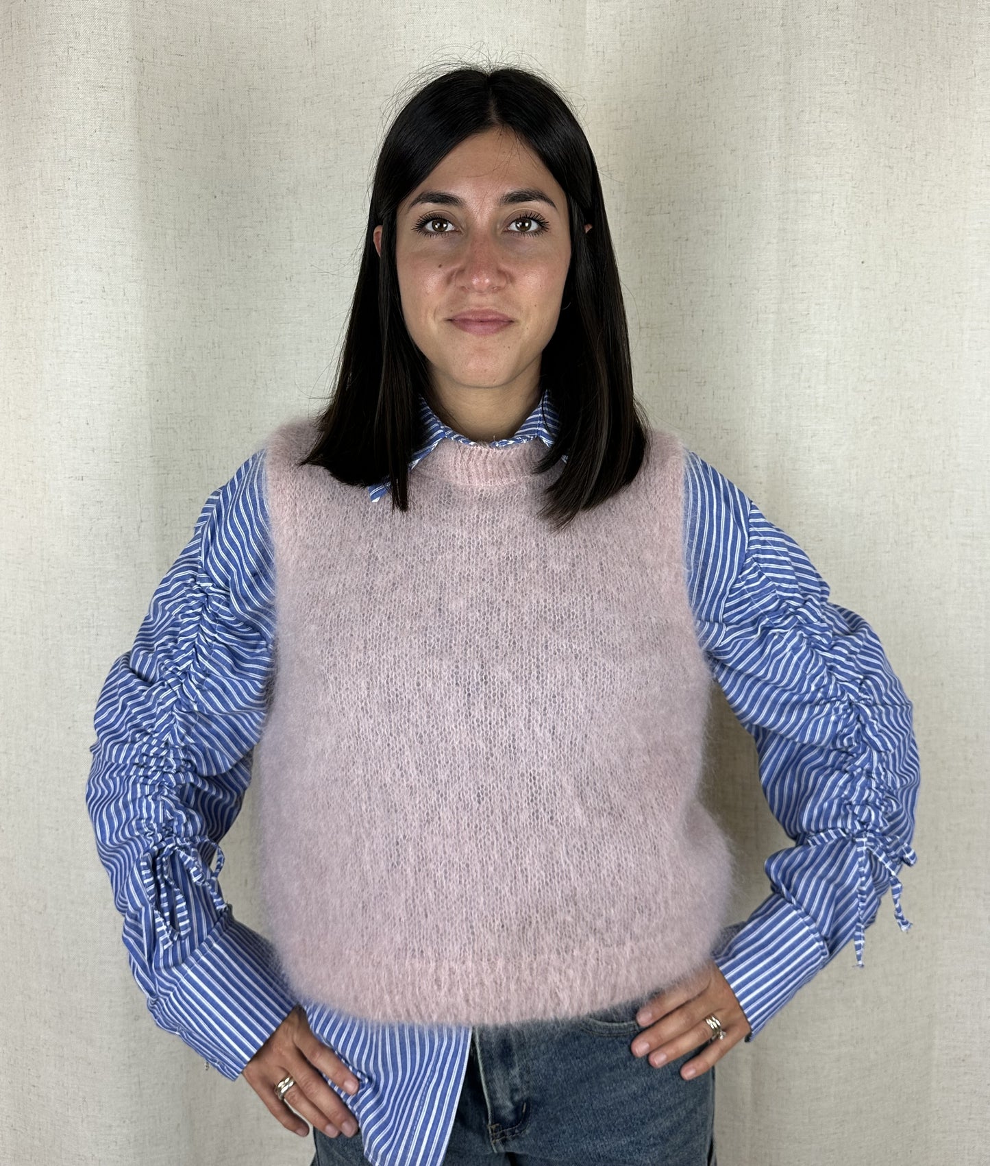 GILET IN LANA ROSA