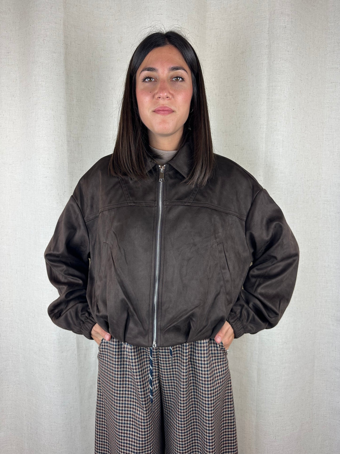 BOMBER MARRONE SUEDE