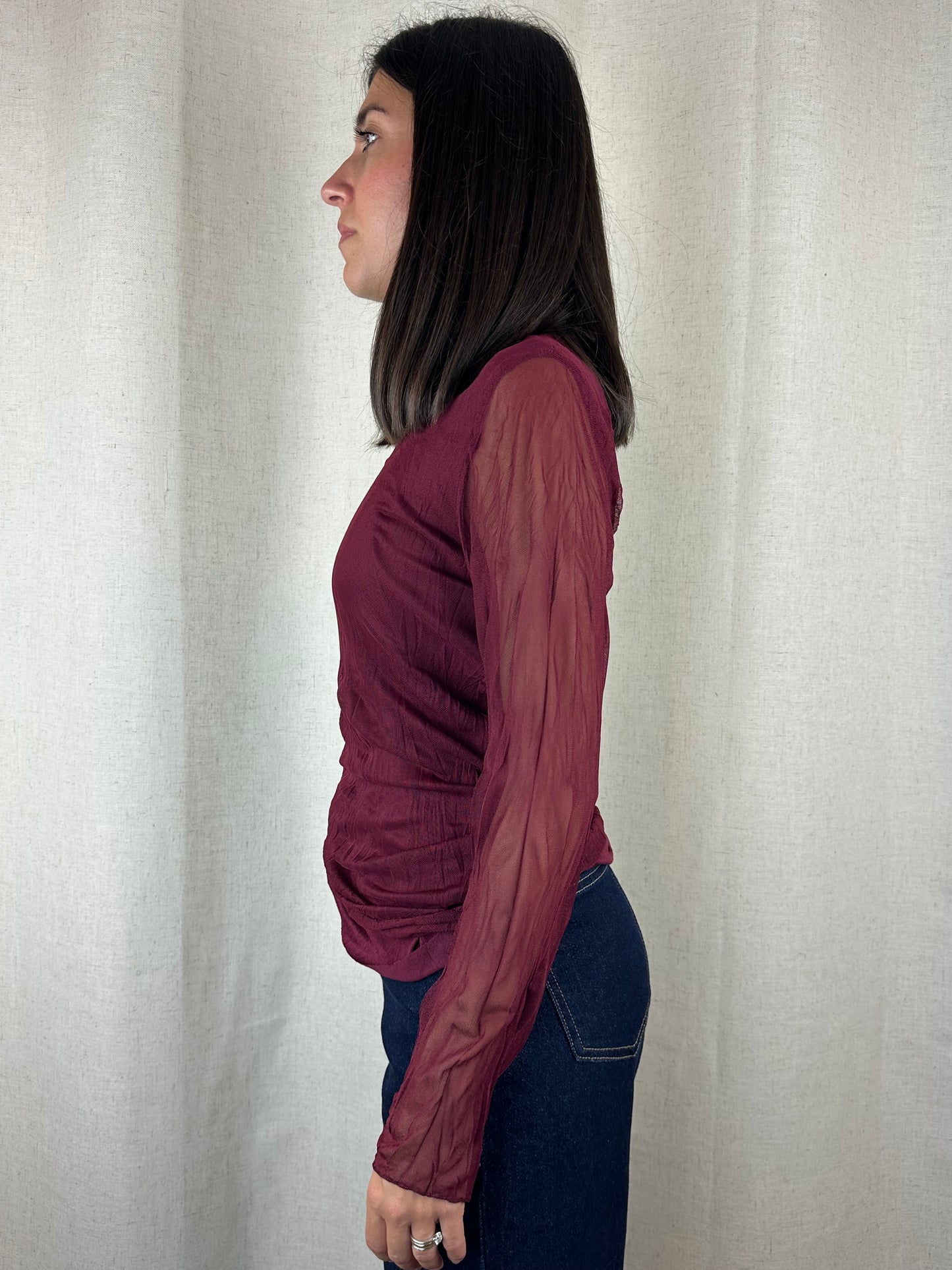 MAGLIA BORDEAUX SEMITRASPARENTE