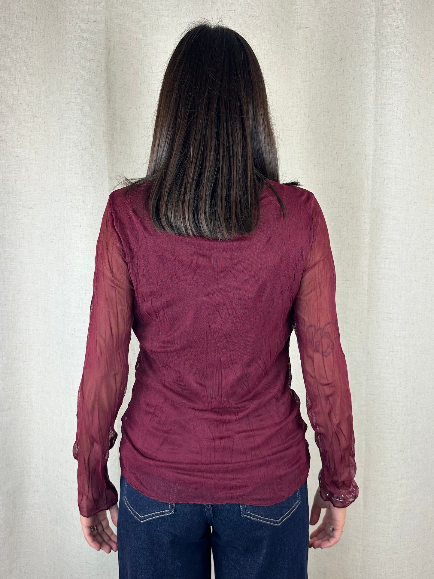 MAGLIA BORDEAUX SEMITRASPARENTE