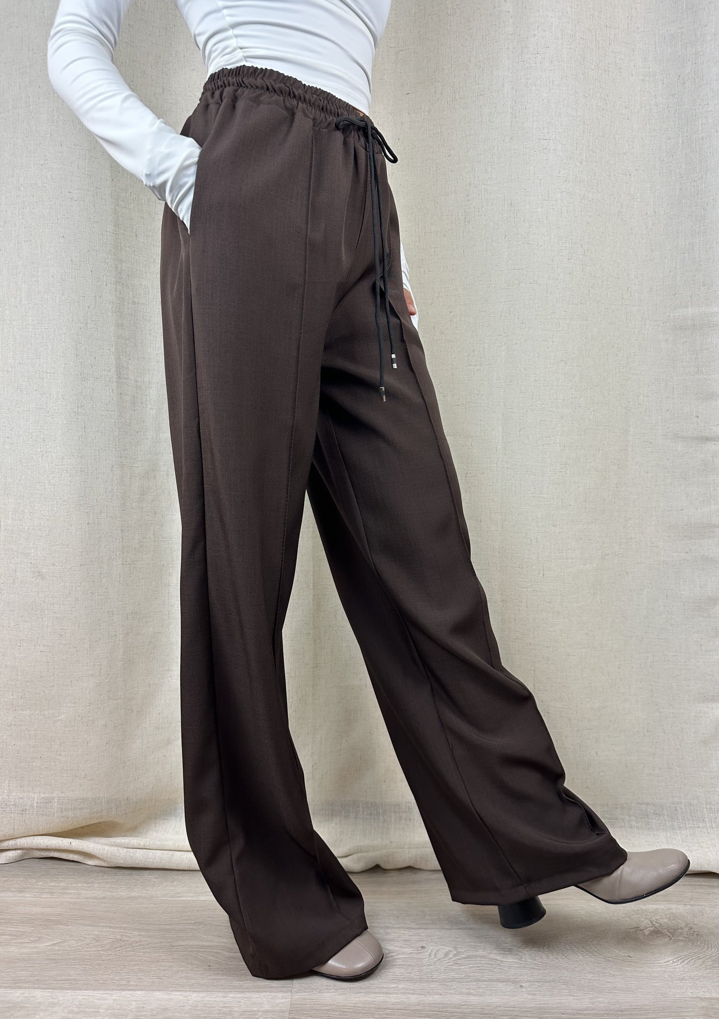 PANTALONE MARRONE CUCITURA