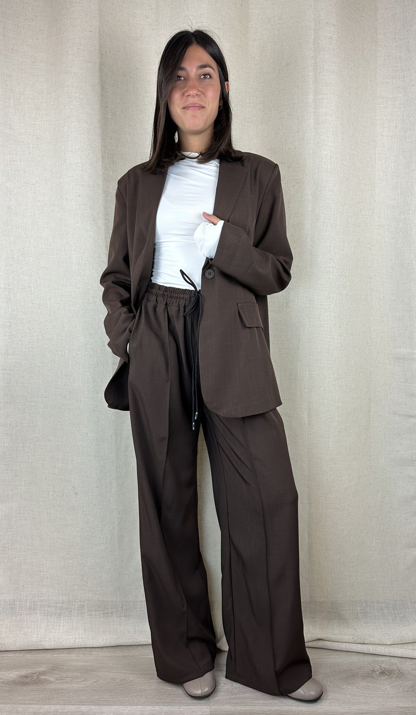PANTALONE MARRONE CUCITURA