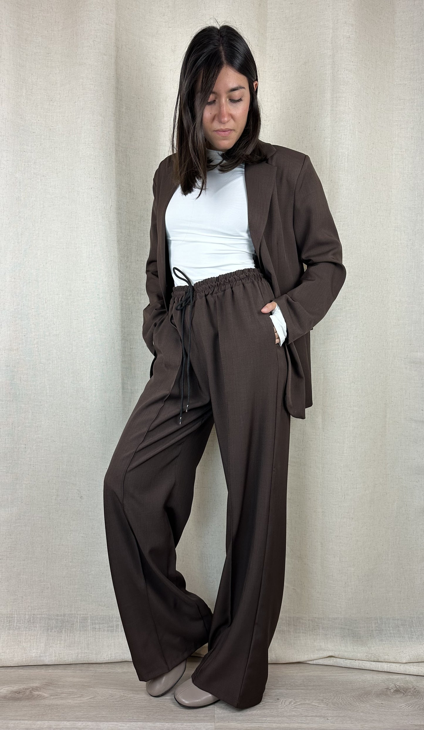 PANTALONE MARRONE CUCITURA