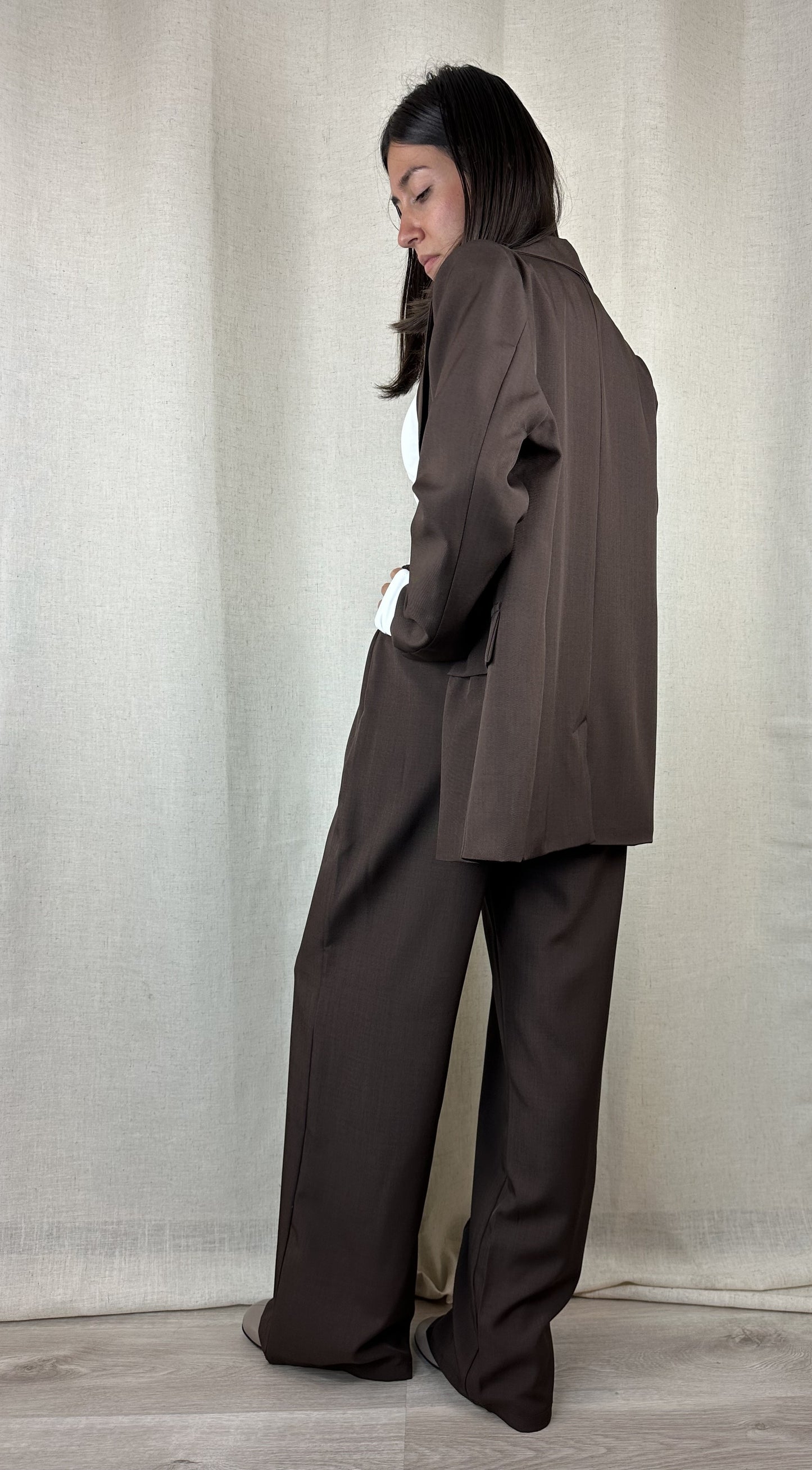 PANTALONE MARRONE CUCITURA