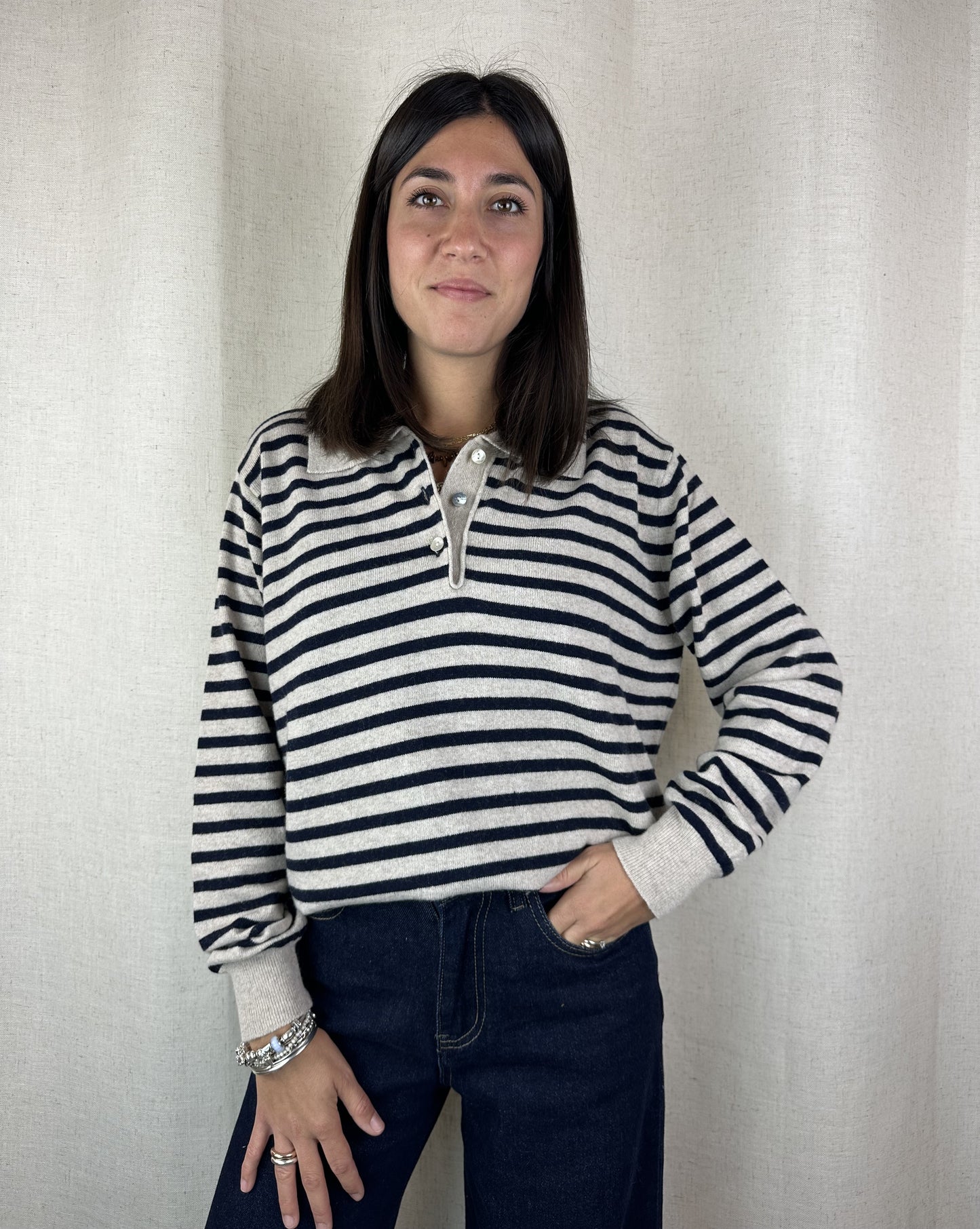 MAGLIONCINO POLO RIGHE BLU