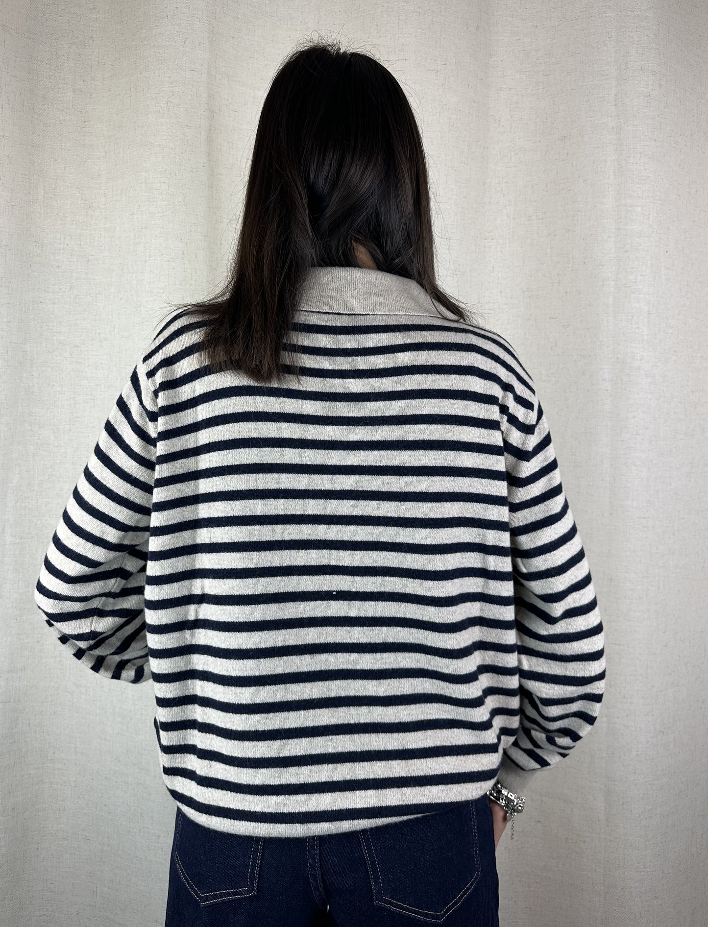 MAGLIONCINO POLO RIGHE BLU