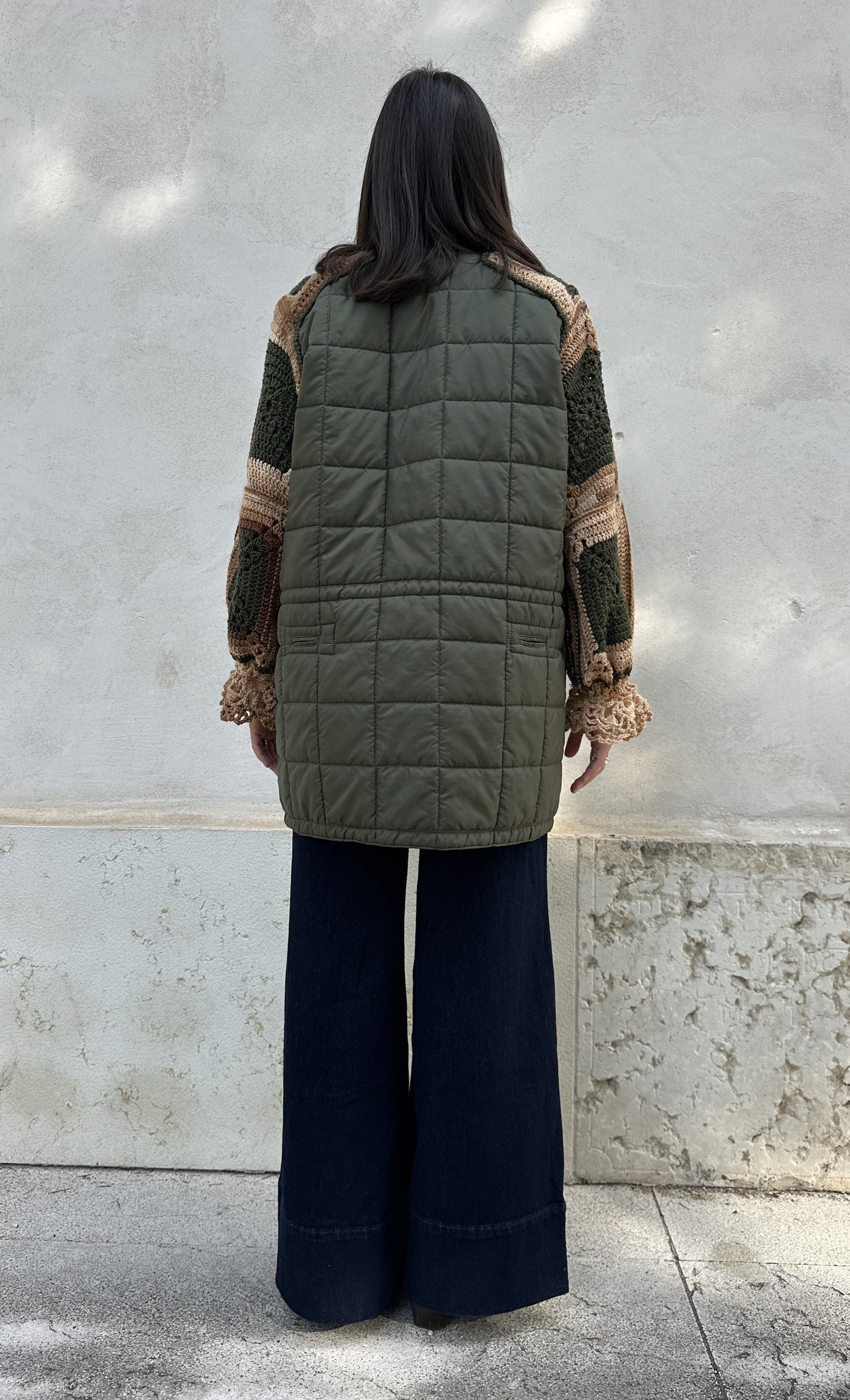 GIACCA VINTAGE TRAPUNTATA CON MANICHE ALL'UNCINETTO- PEZZO UNICO ARTIGIANALE