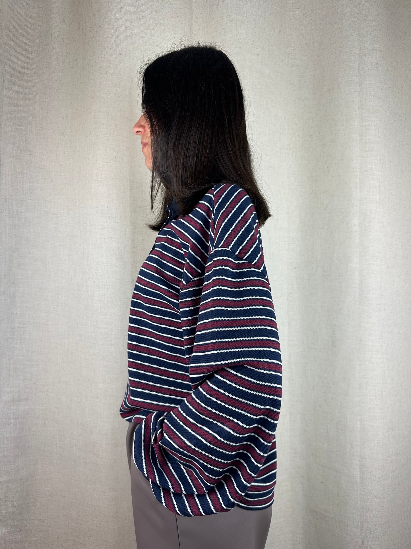 POLO RIGHE BLU E BORDEAUX