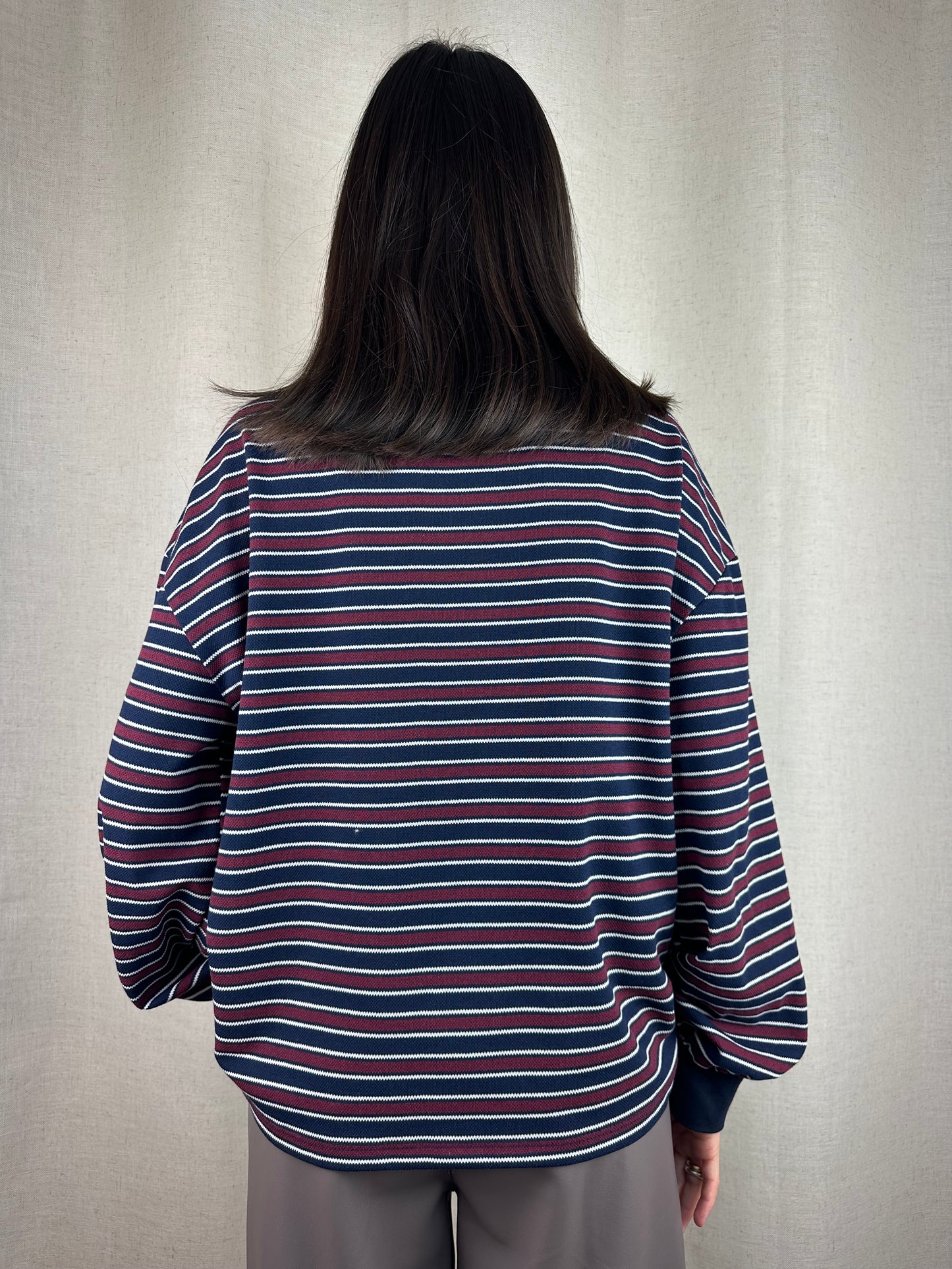 POLO RIGHE BLU E BORDEAUX