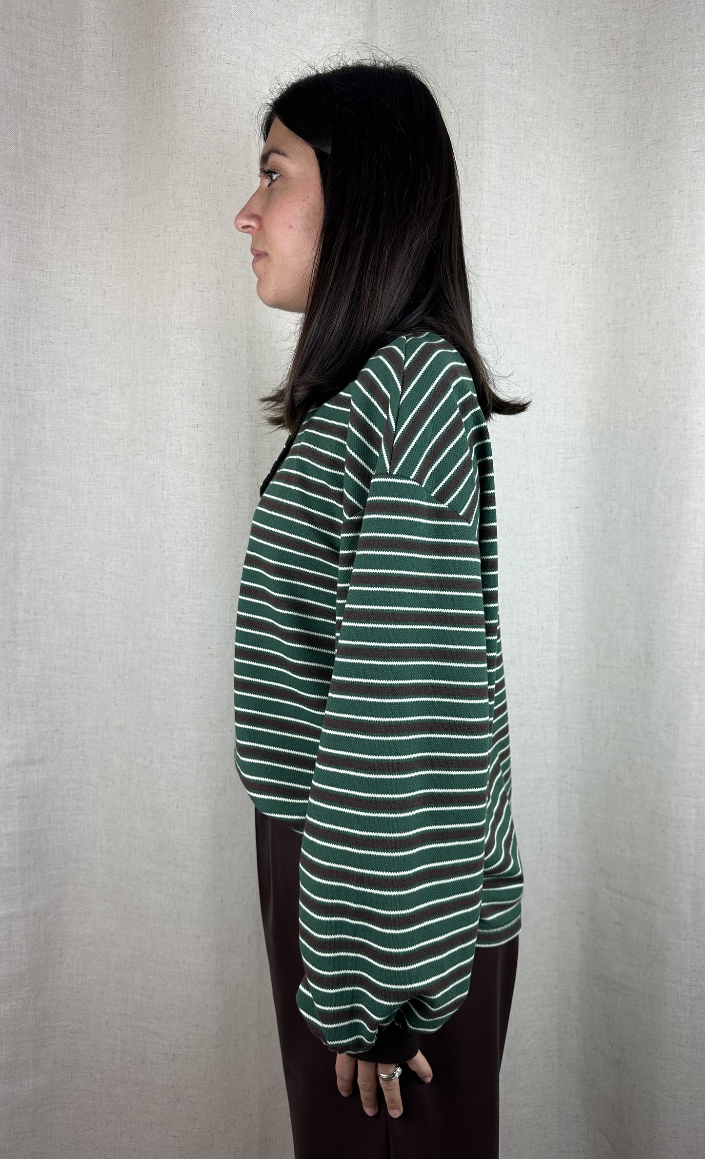 POLO RIGHE MARRONE E VERDE