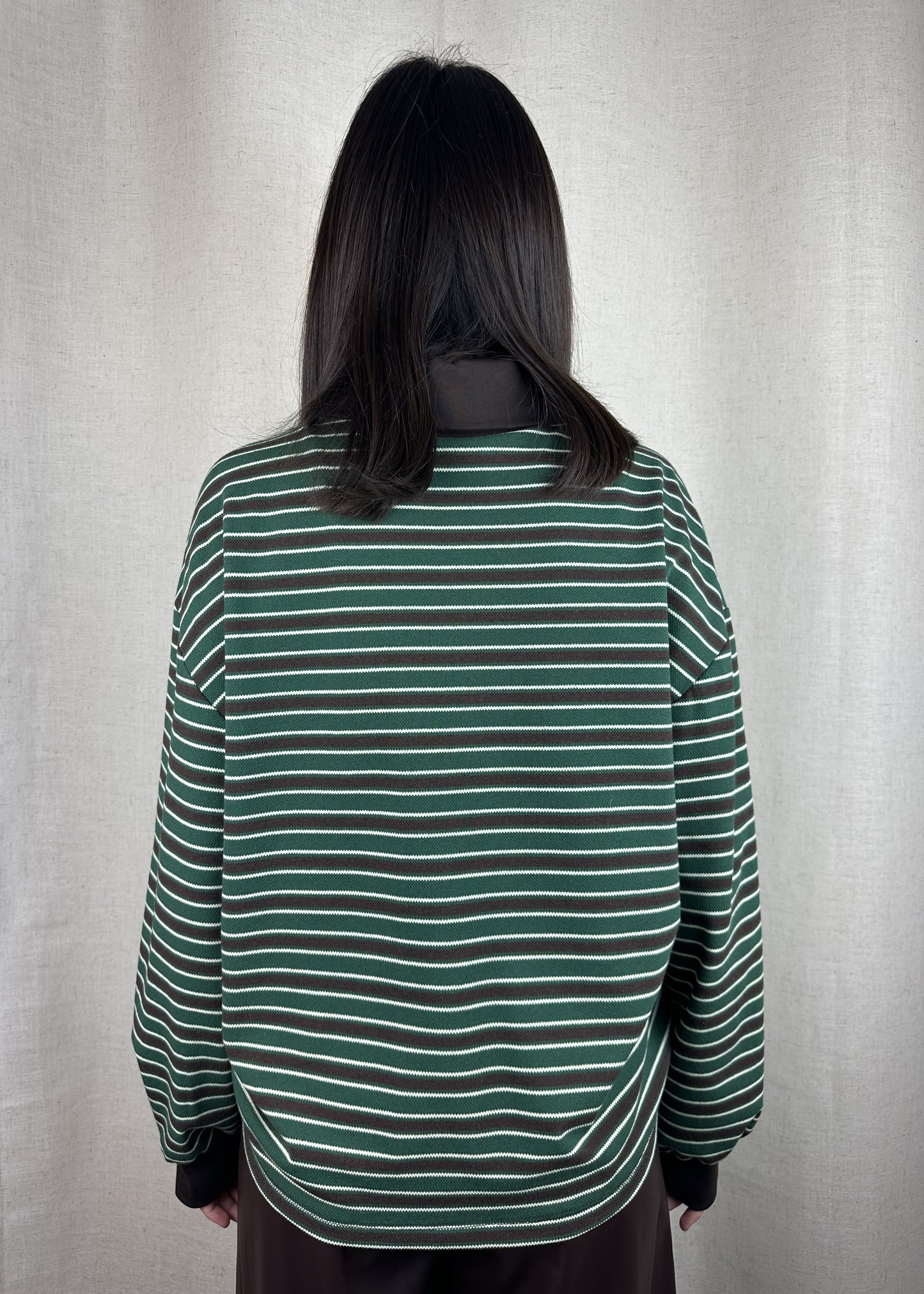 POLO RIGHE MARRONE E VERDE