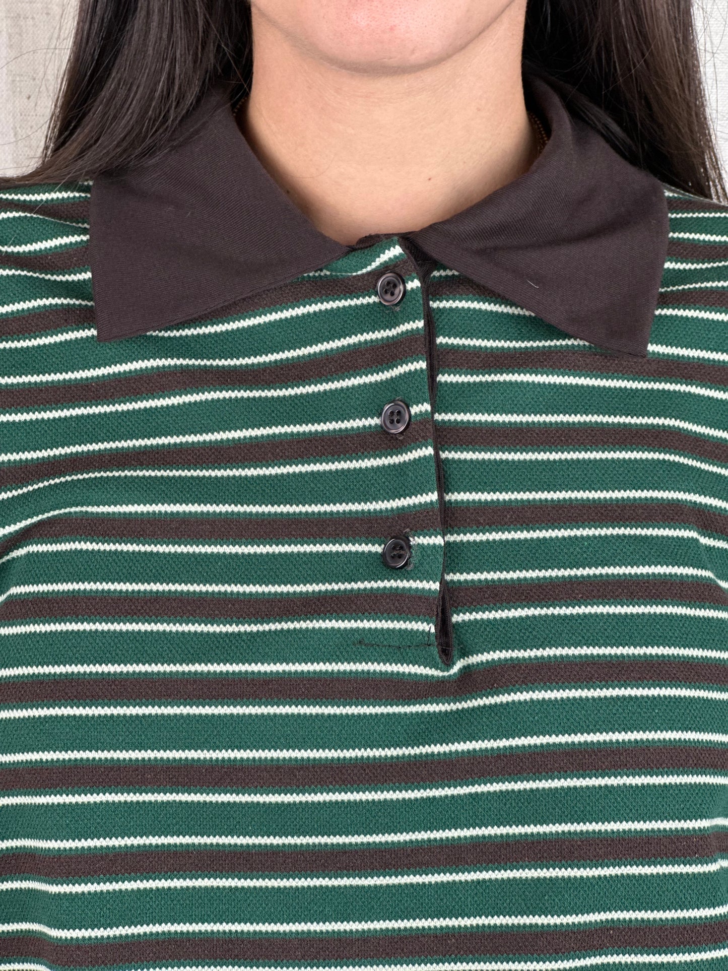 POLO RIGHE MARRONE E VERDE