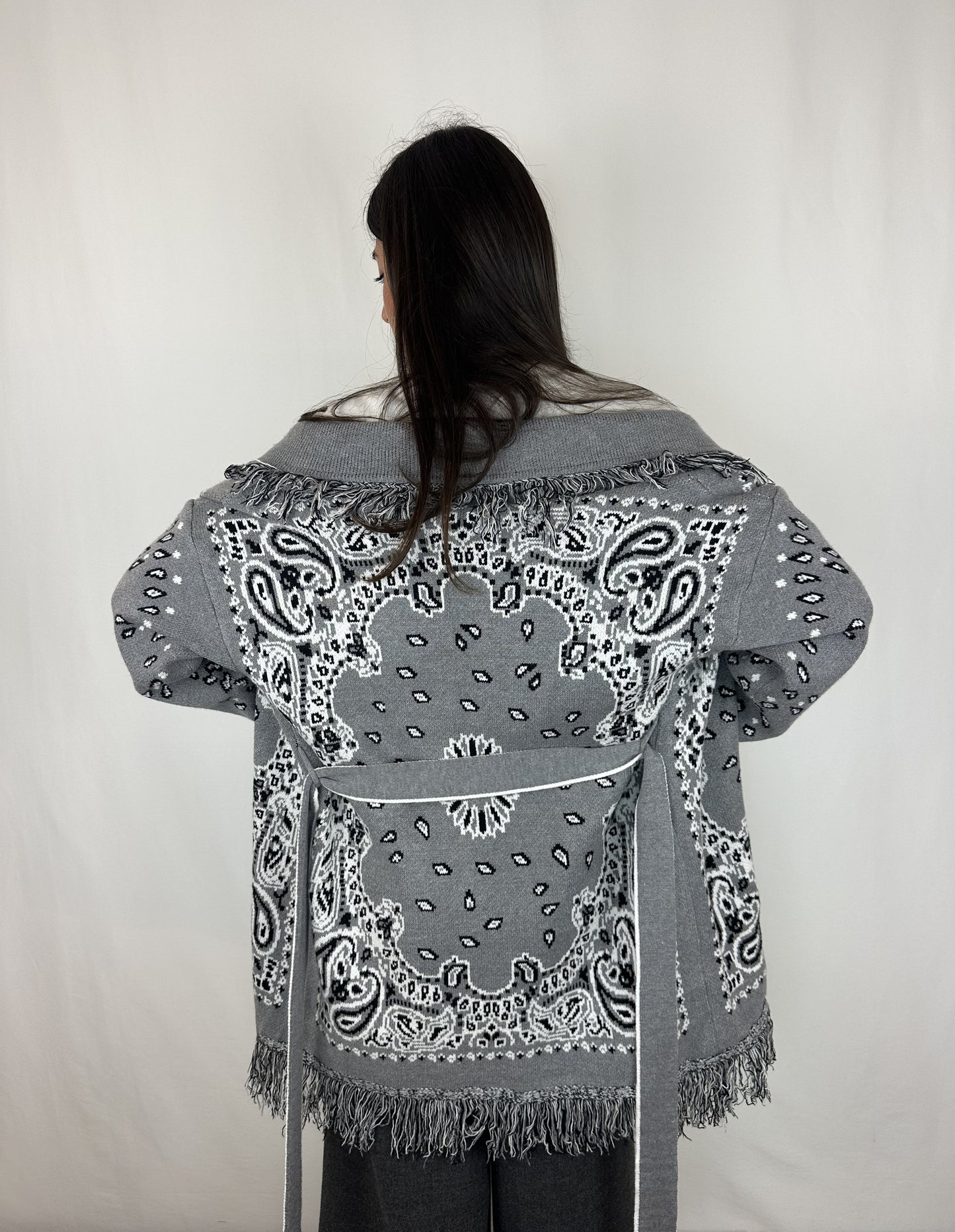 CARDIGAN BANDANA GRIGIO
