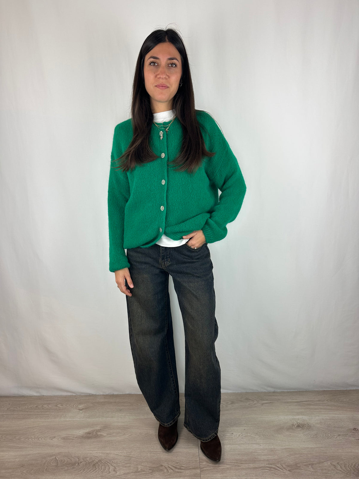 CARDIGAN VERDE IN LANA