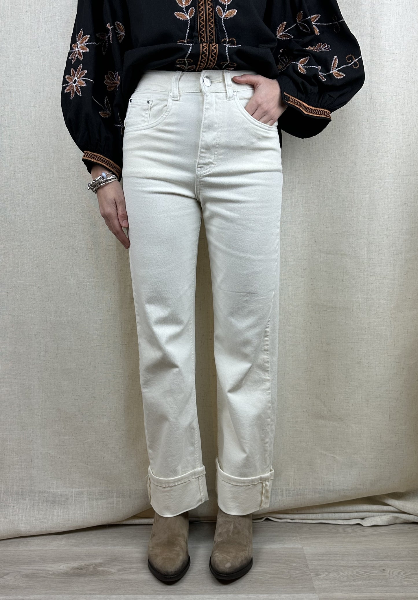 JEANS BIANCO RISVOLTO
