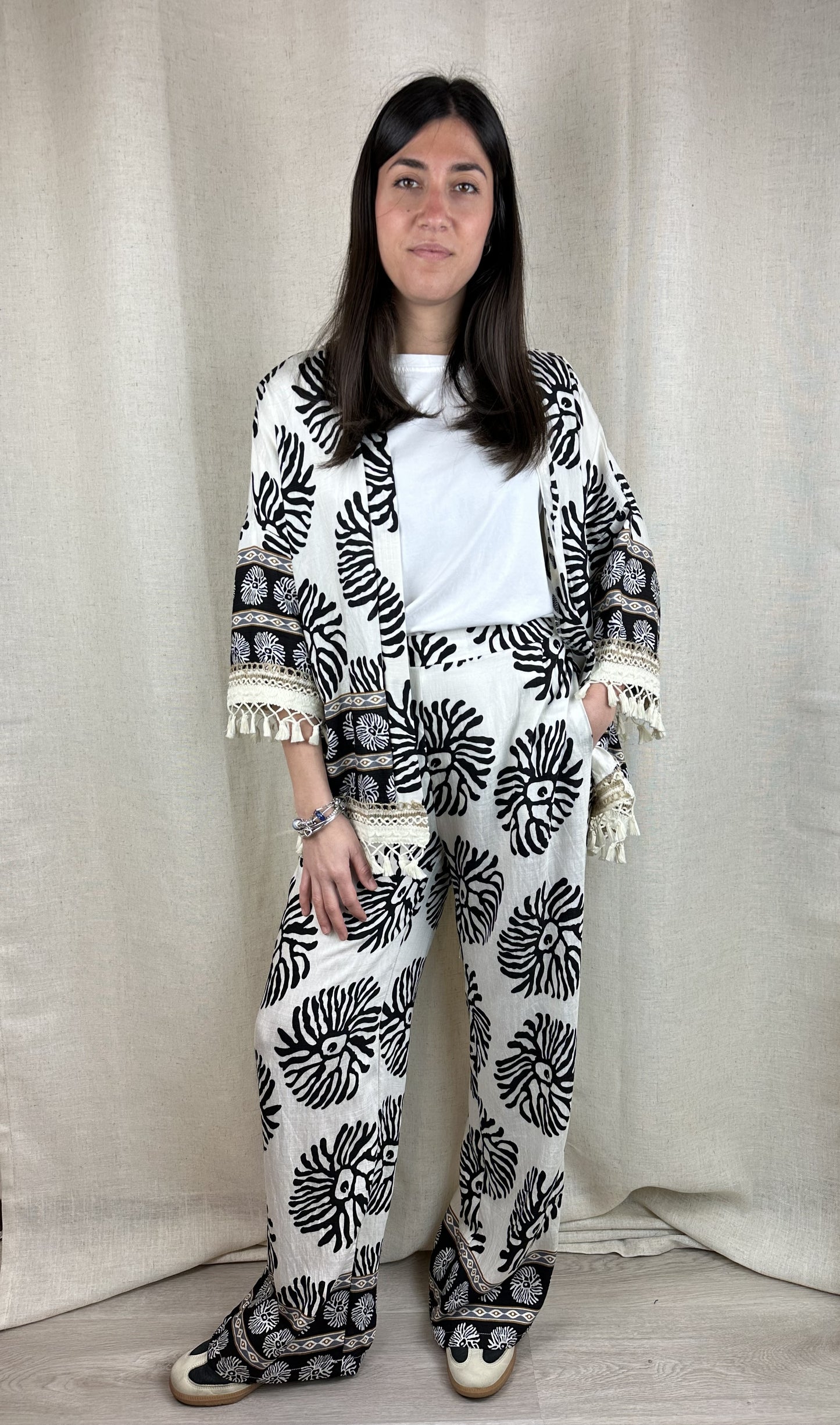 COMPLETO BOHO CHIC BIANCO/NERO