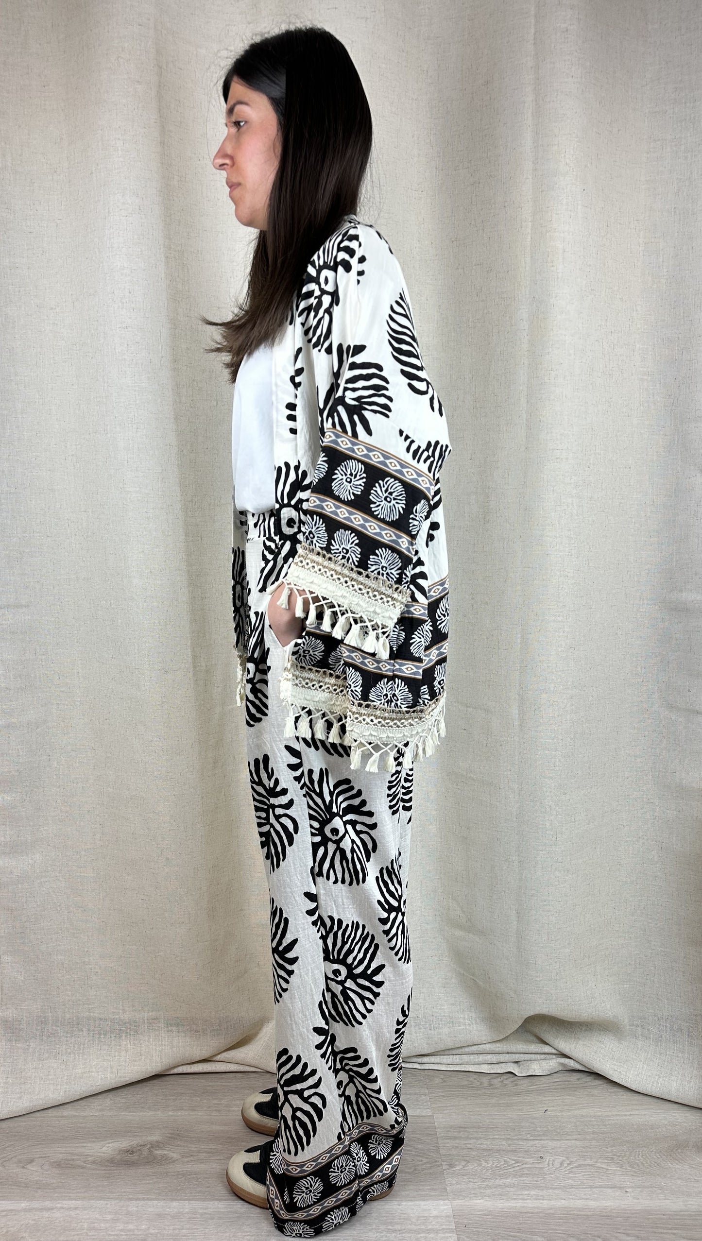 COMPLETO BOHO CHIC BIANCO/NERO
