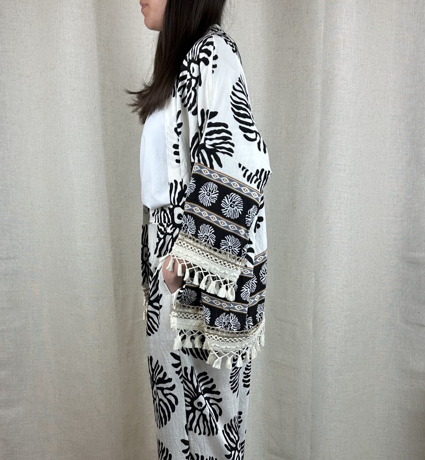 COMPLETO BOHO CHIC BIANCO/NERO