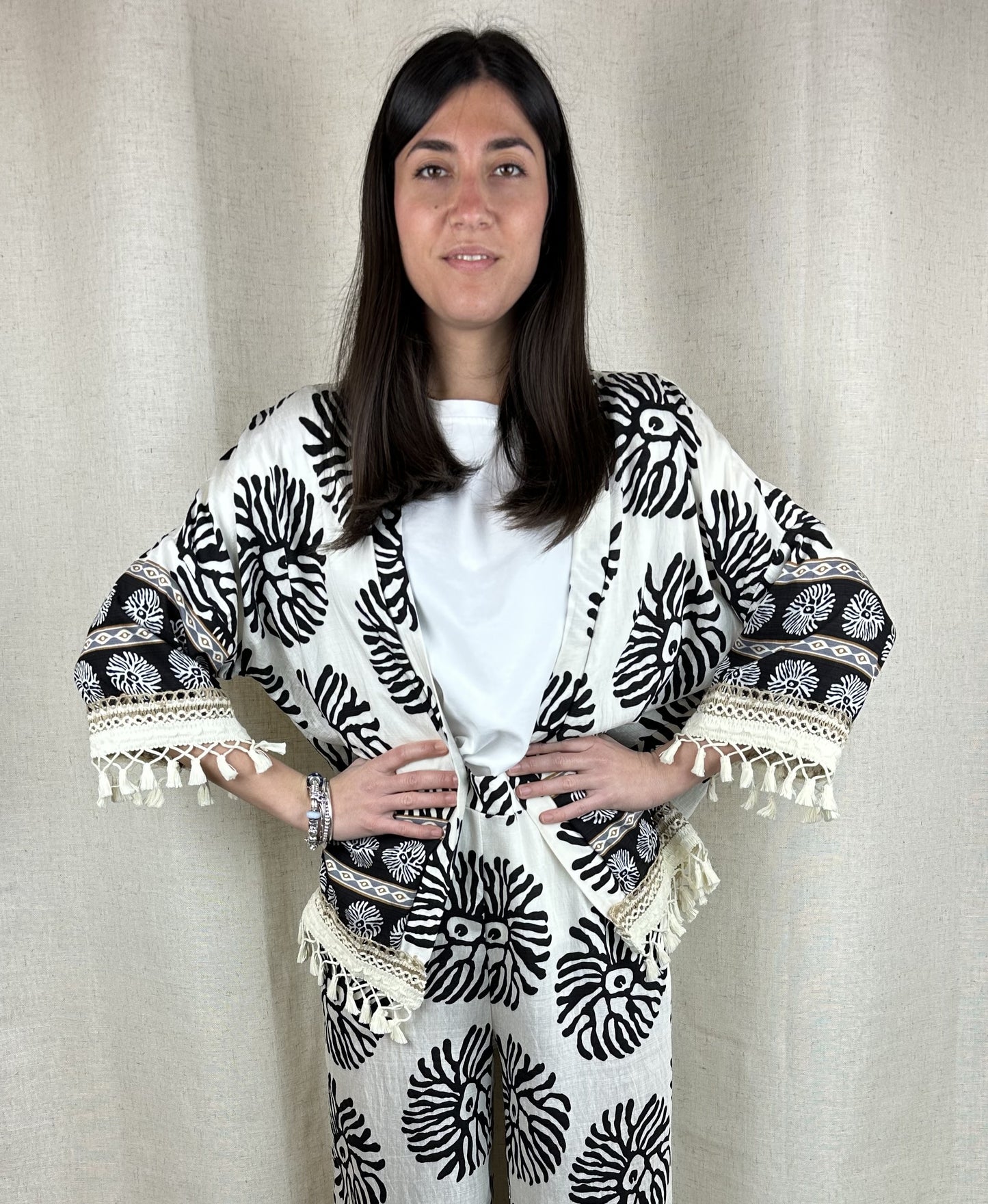 COMPLETO BOHO CHIC BIANCO/NERO
