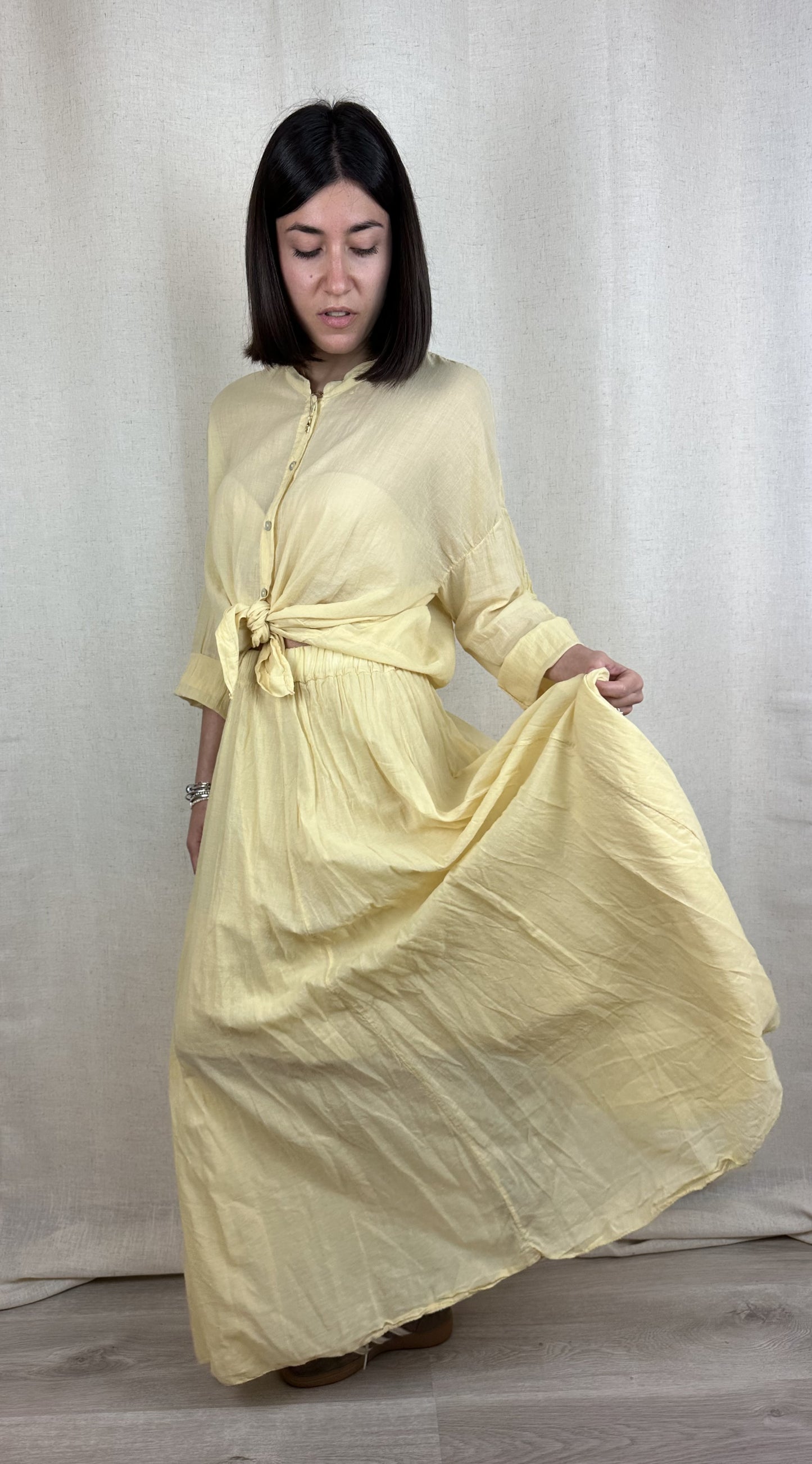 CAMICIA IN COTONE LEGGERISSIMA GIALLO BURRO