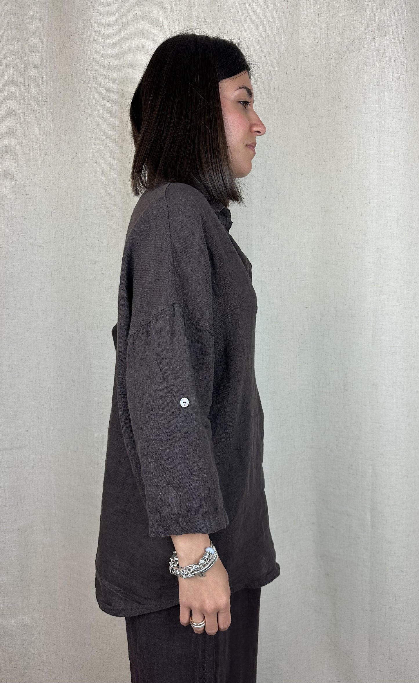 CAMICIA MARRONE LINO