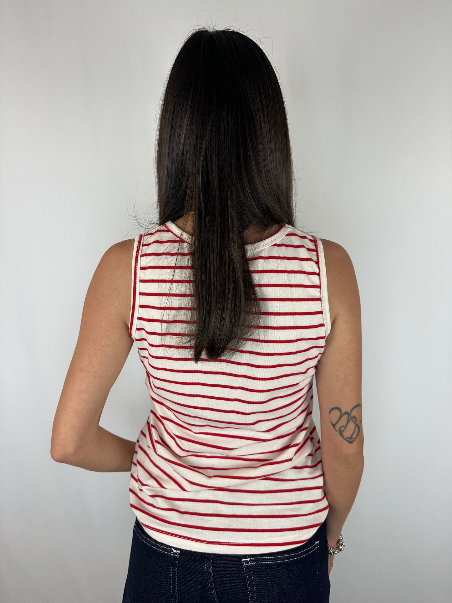 CANOTTA RIGHE ROSSO|PANNA