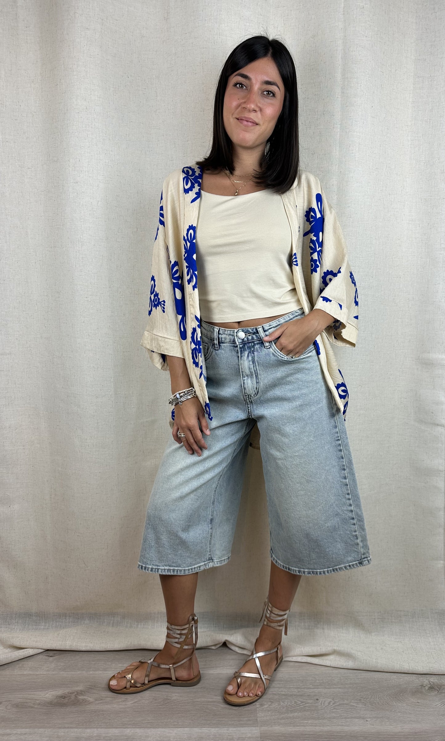 KIMONO BLUETTE E PANNA