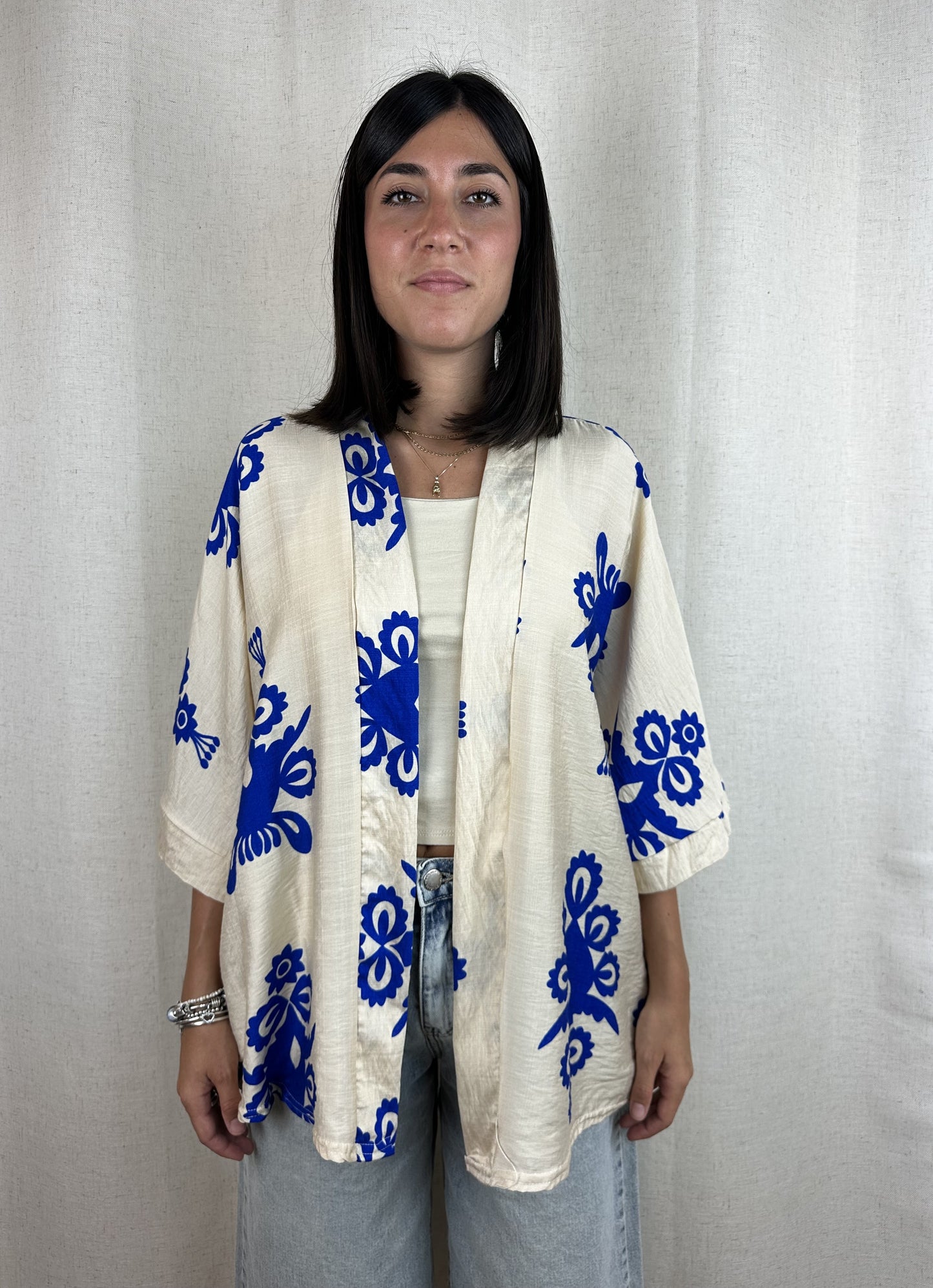 KIMONO BLUETTE E PANNA
