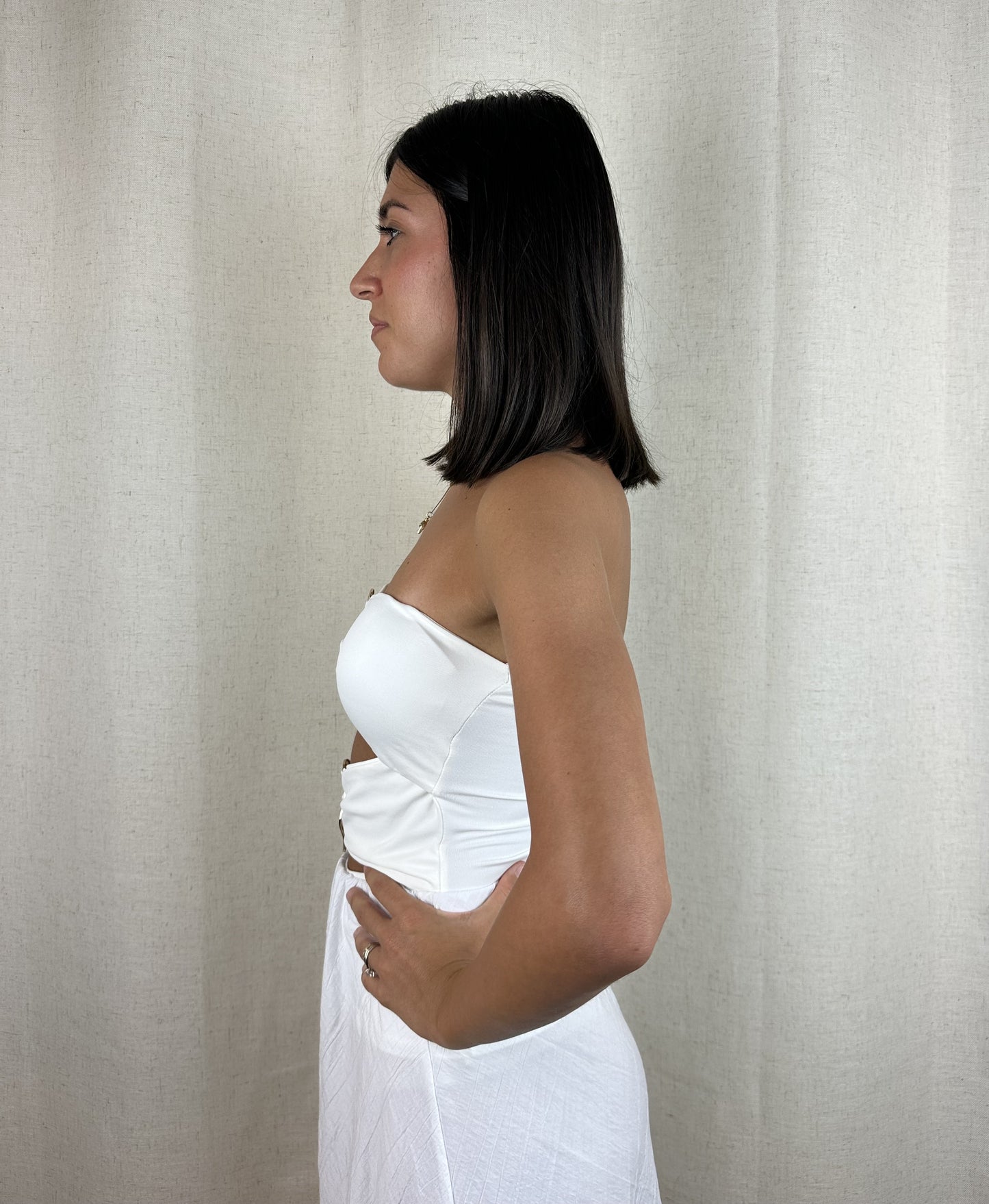 TOP FASCIA BIANCO FIBBIE ORO