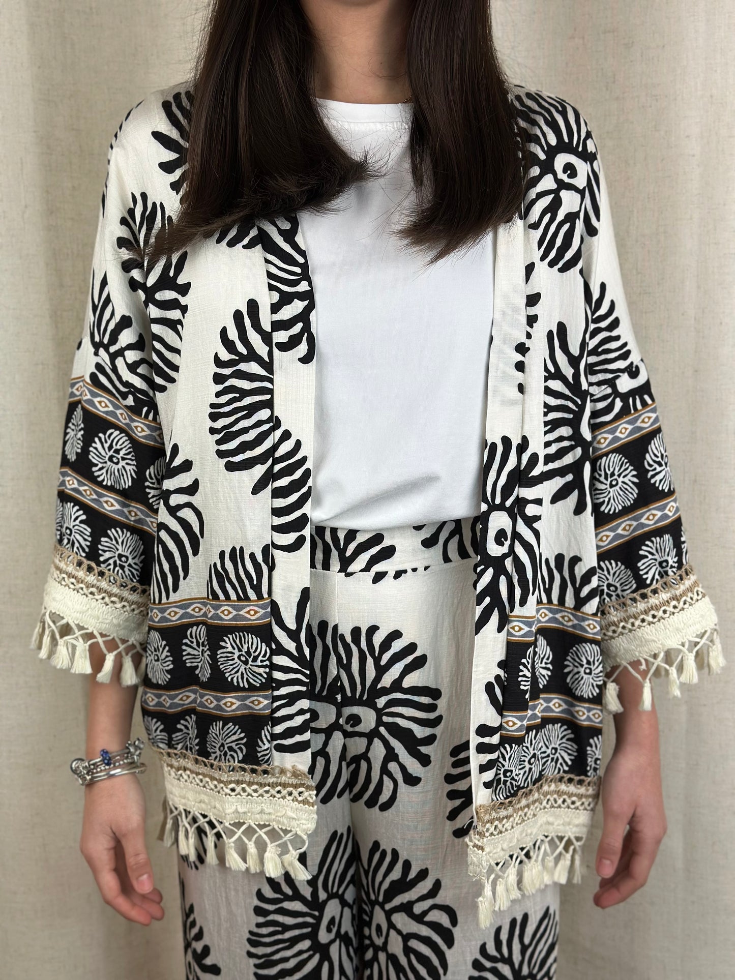 COMPLETO BOHO CHIC BIANCO/NERO