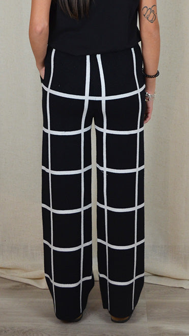 PANTALONI IN MAGLINA A QUADRI