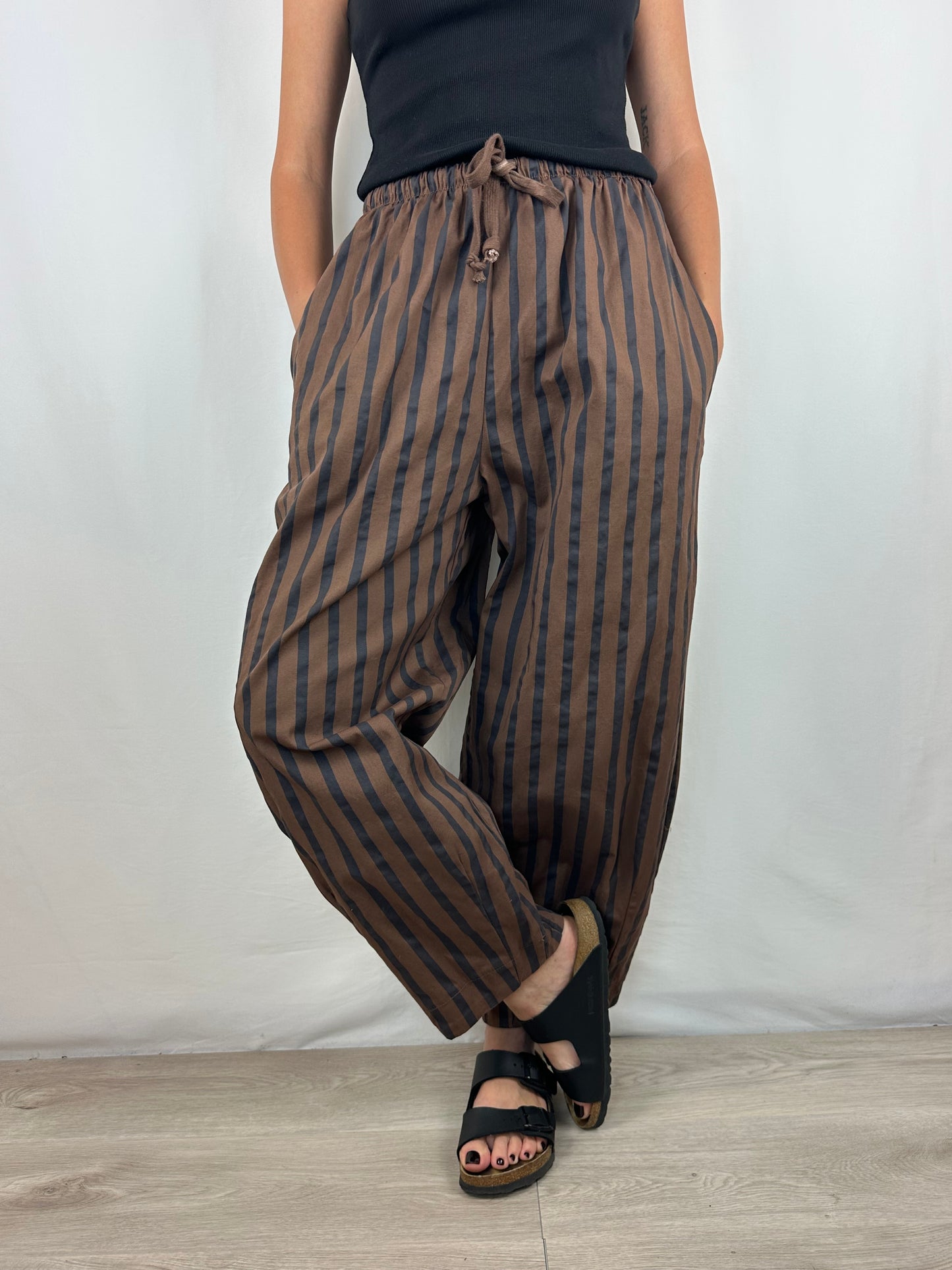 PANTALONE RIGHE MARRONE|NERO