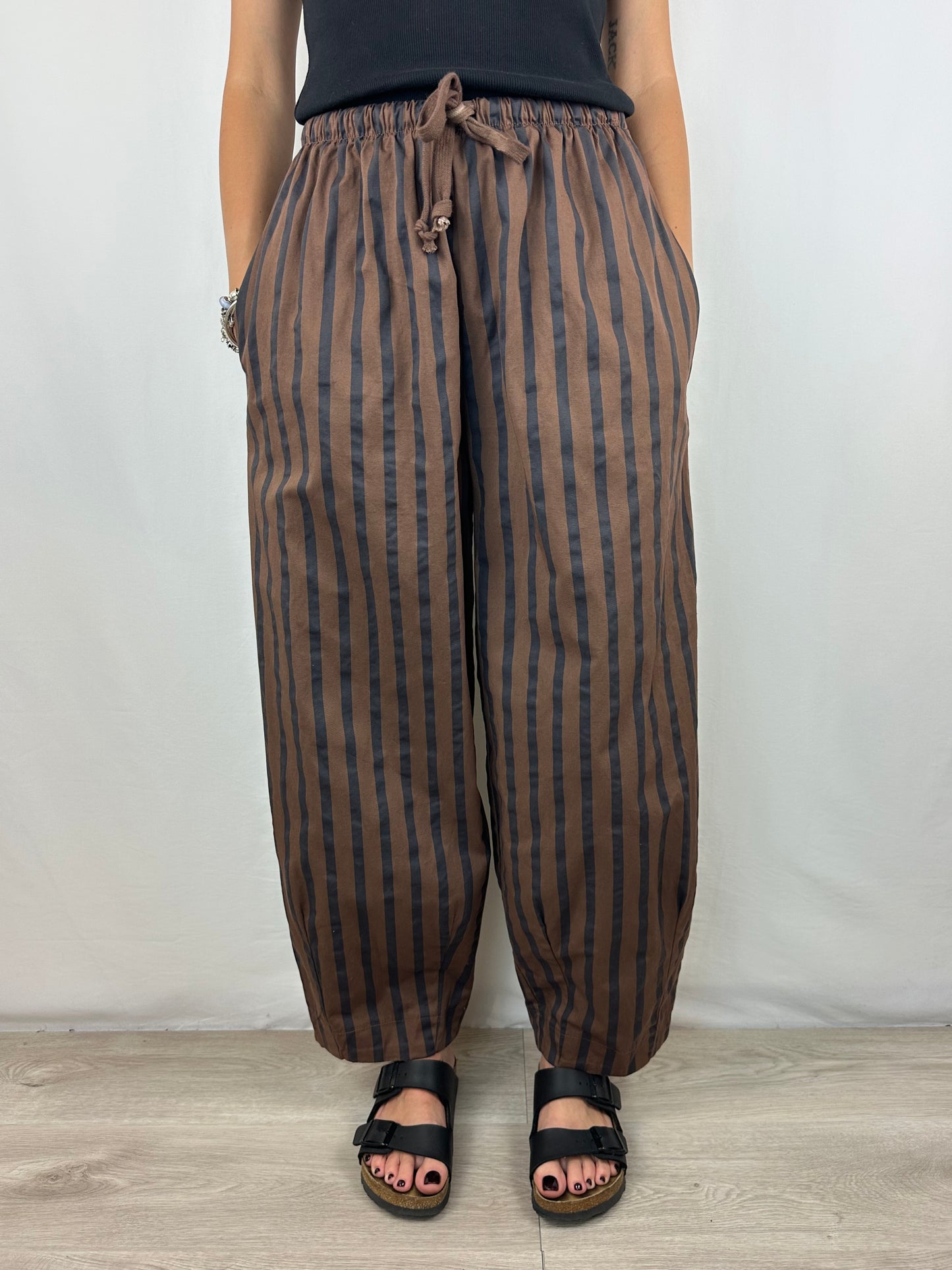 PANTALONE RIGHE MARRONE|NERO