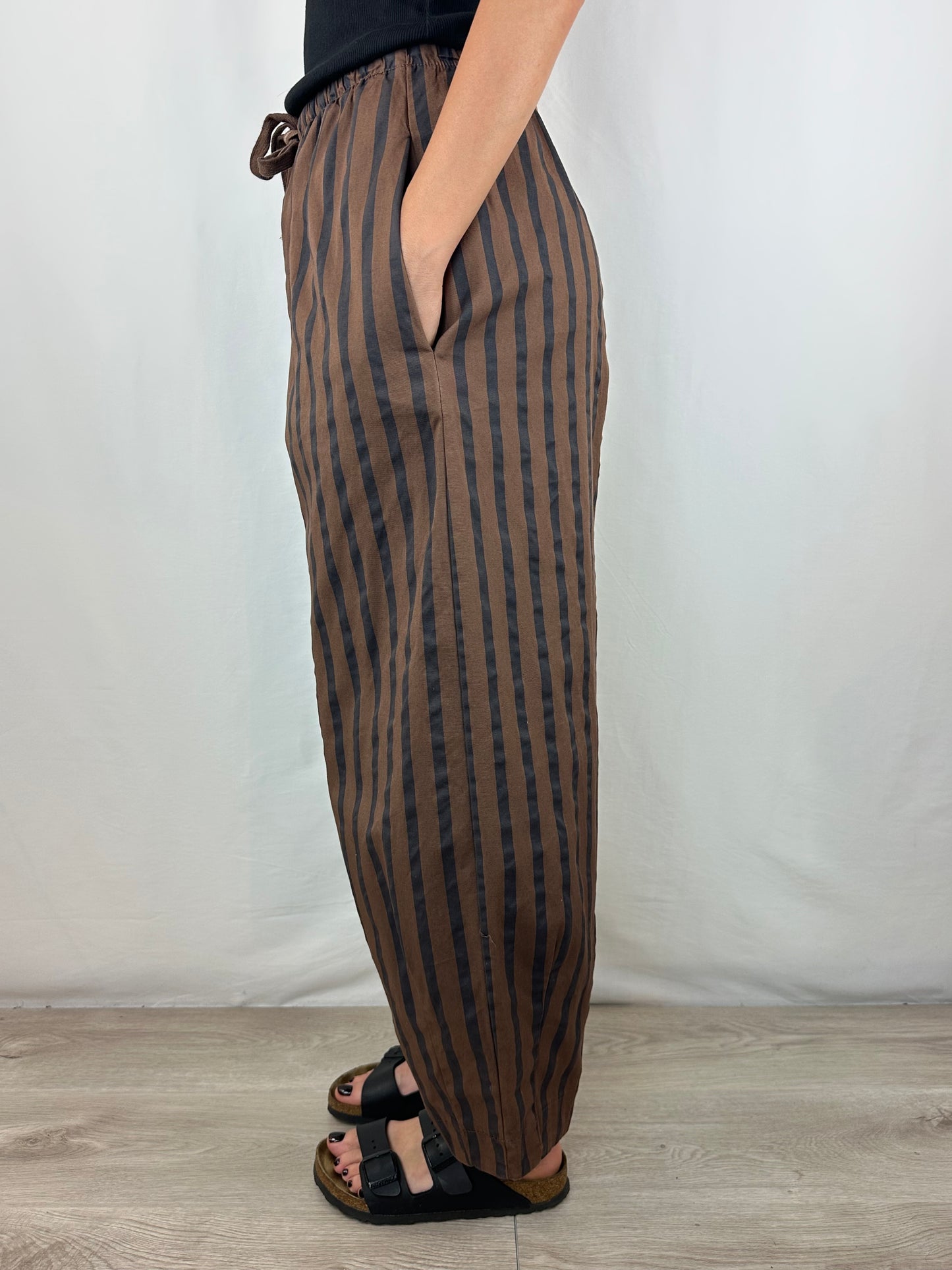 PANTALONE RIGHE MARRONE|NERO