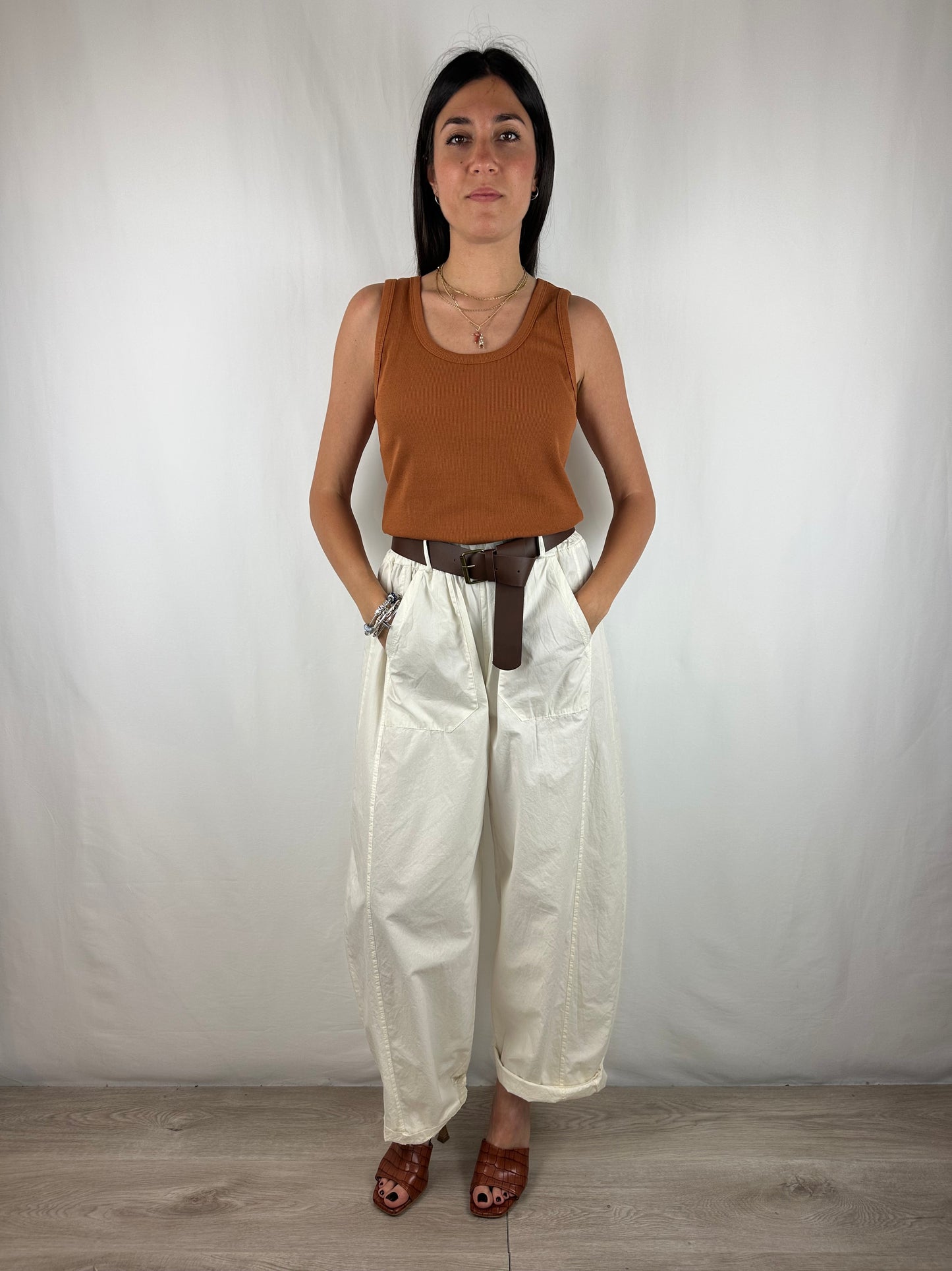 PANTALONE BURRO IN COTONE