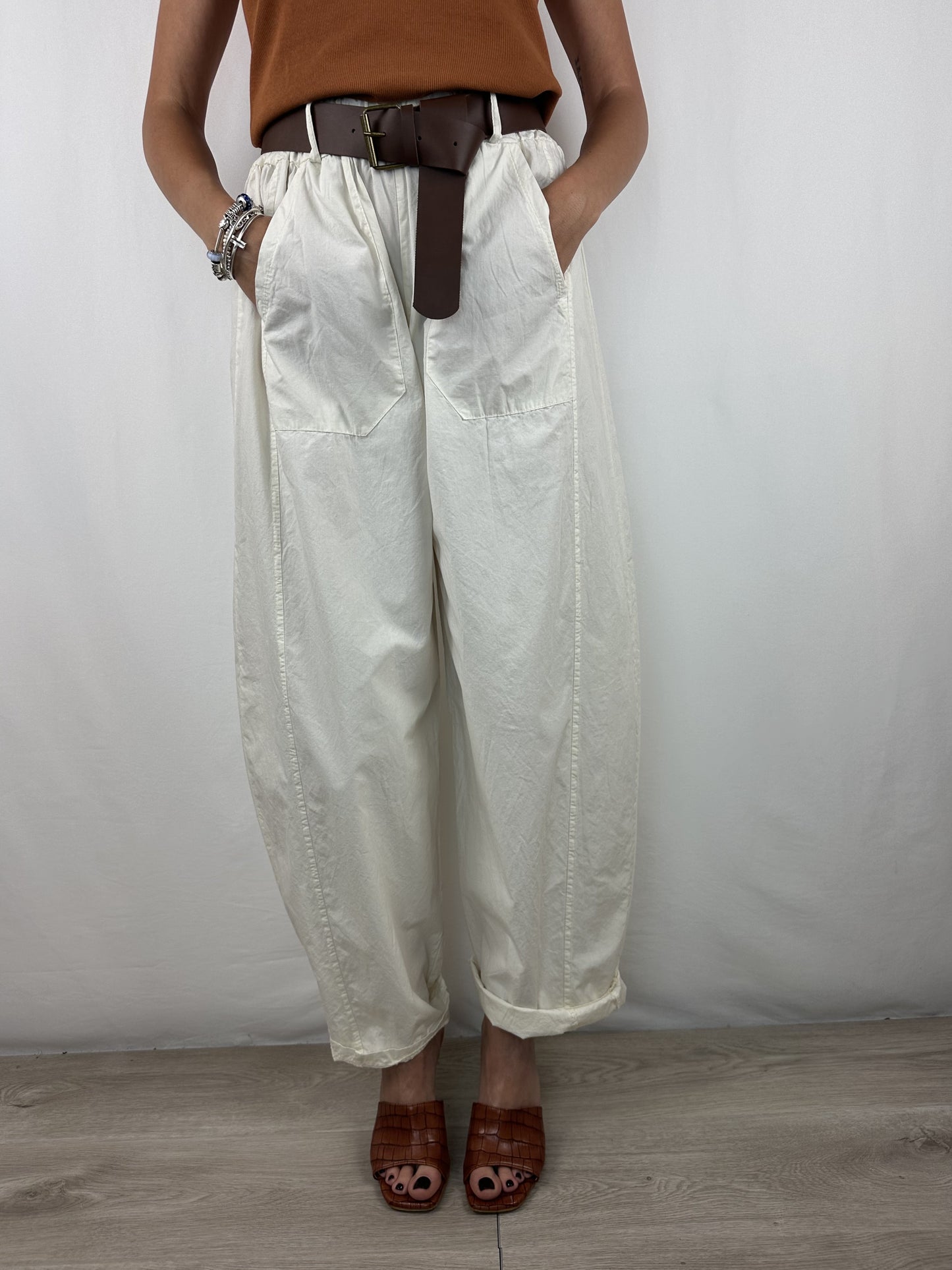 PANTALONE BURRO IN COTONE
