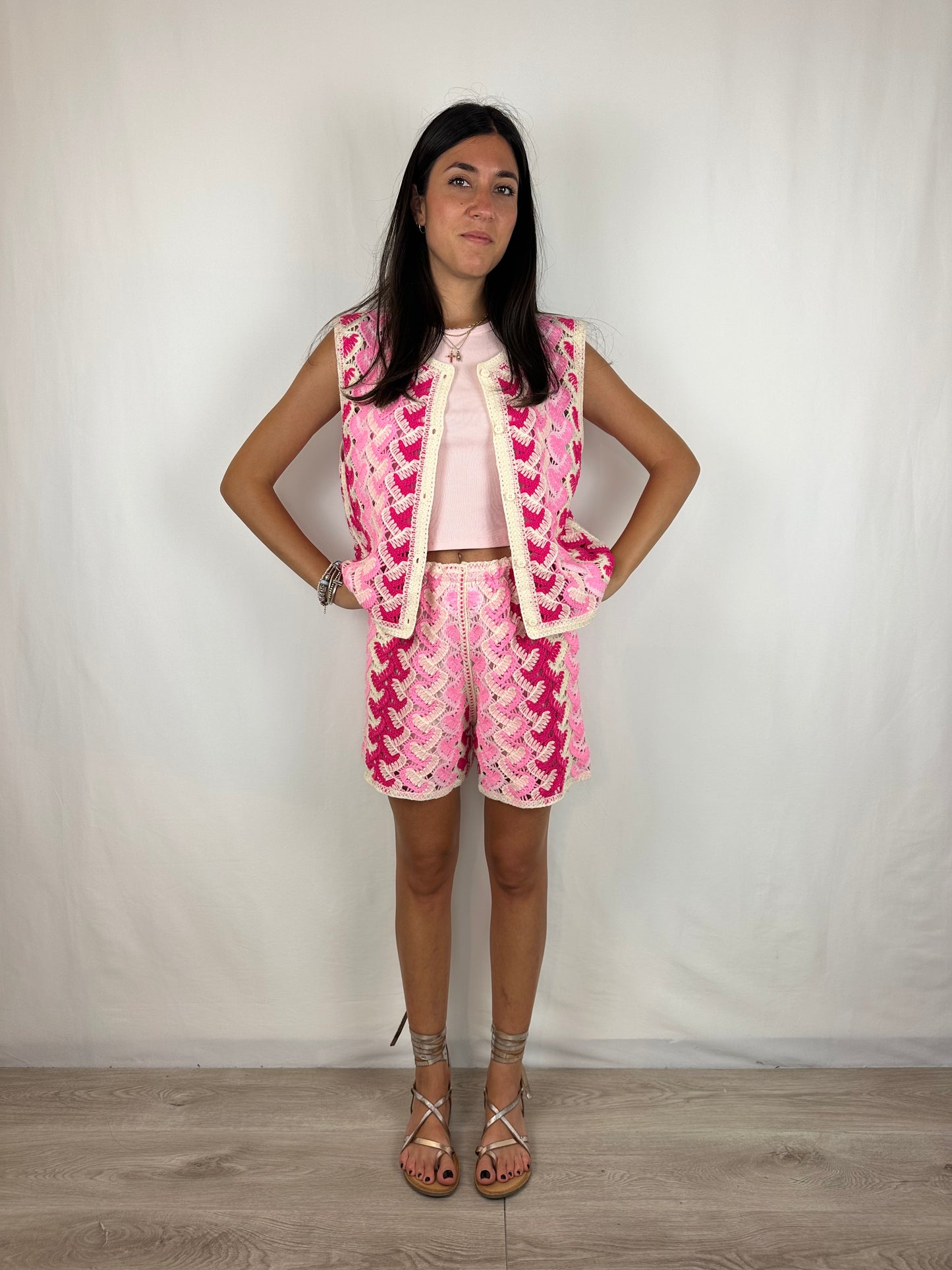 COMPLETO CROCHET FUXIA|ROSA