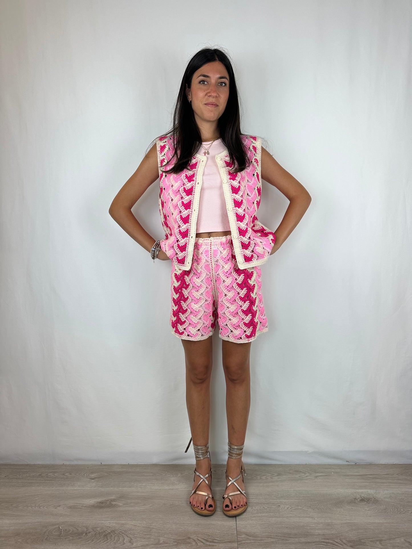 COMPLETO CROCHET FUXIA|ROSA