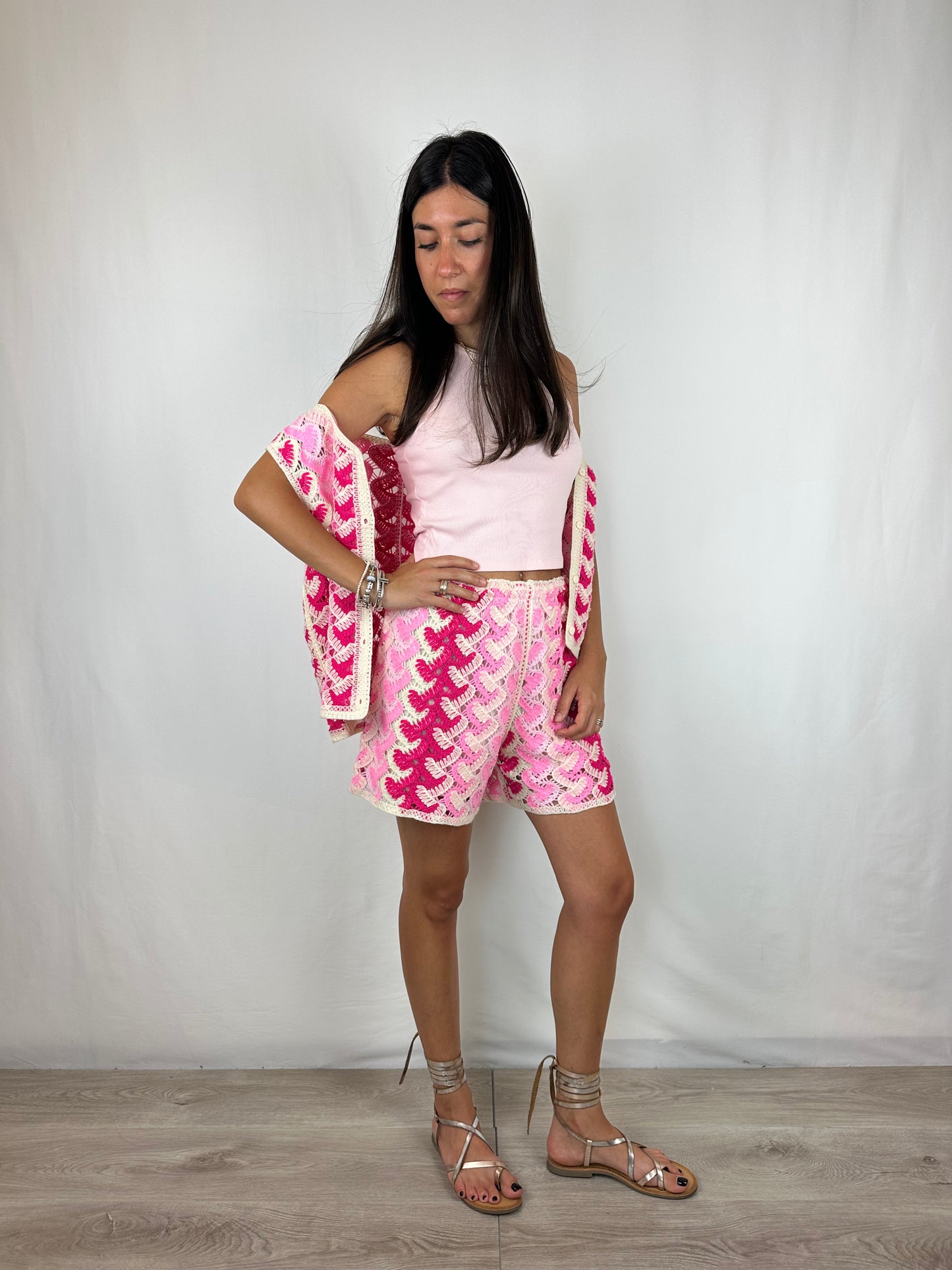 COMPLETO CROCHET FUXIA|ROSA
