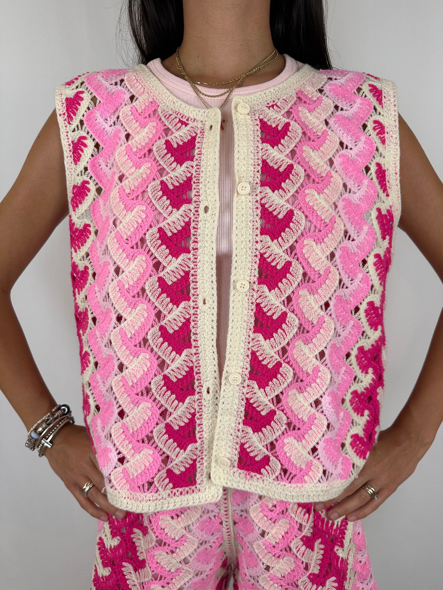 COMPLETO CROCHET FUXIA|ROSA